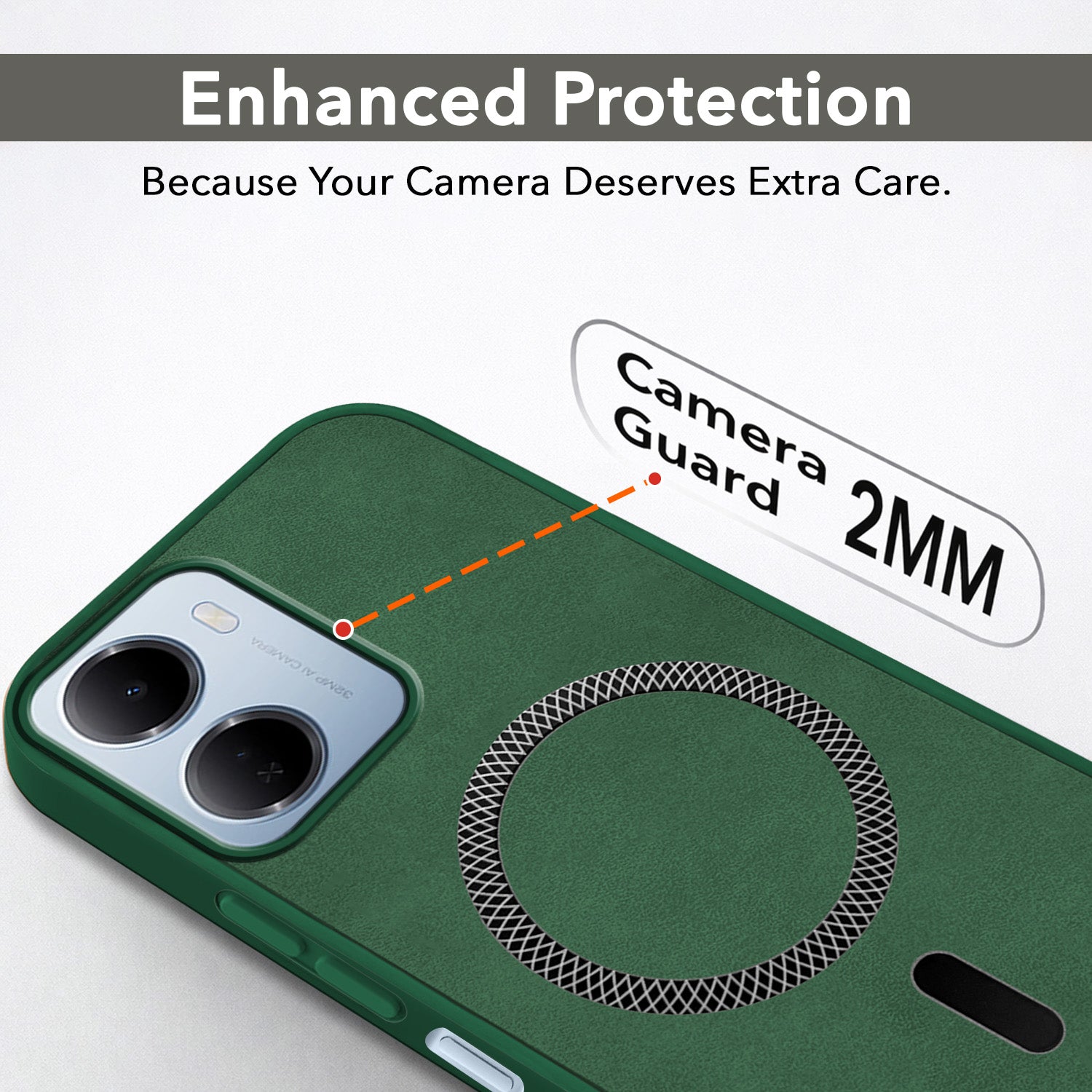 For Redmi 15A 5G Back Cover Case Leather Finish (MagSafe Compatible Wireless Charging | Soft Touch | Camera Bump Protection)