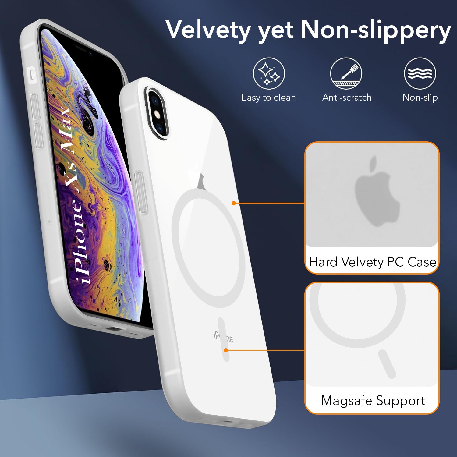 For Apple iPhone Xs Max Back Cover Case (Frosted Matte Feel | MagSafe Compatible Wireless Charging | Polycarbonate Material)