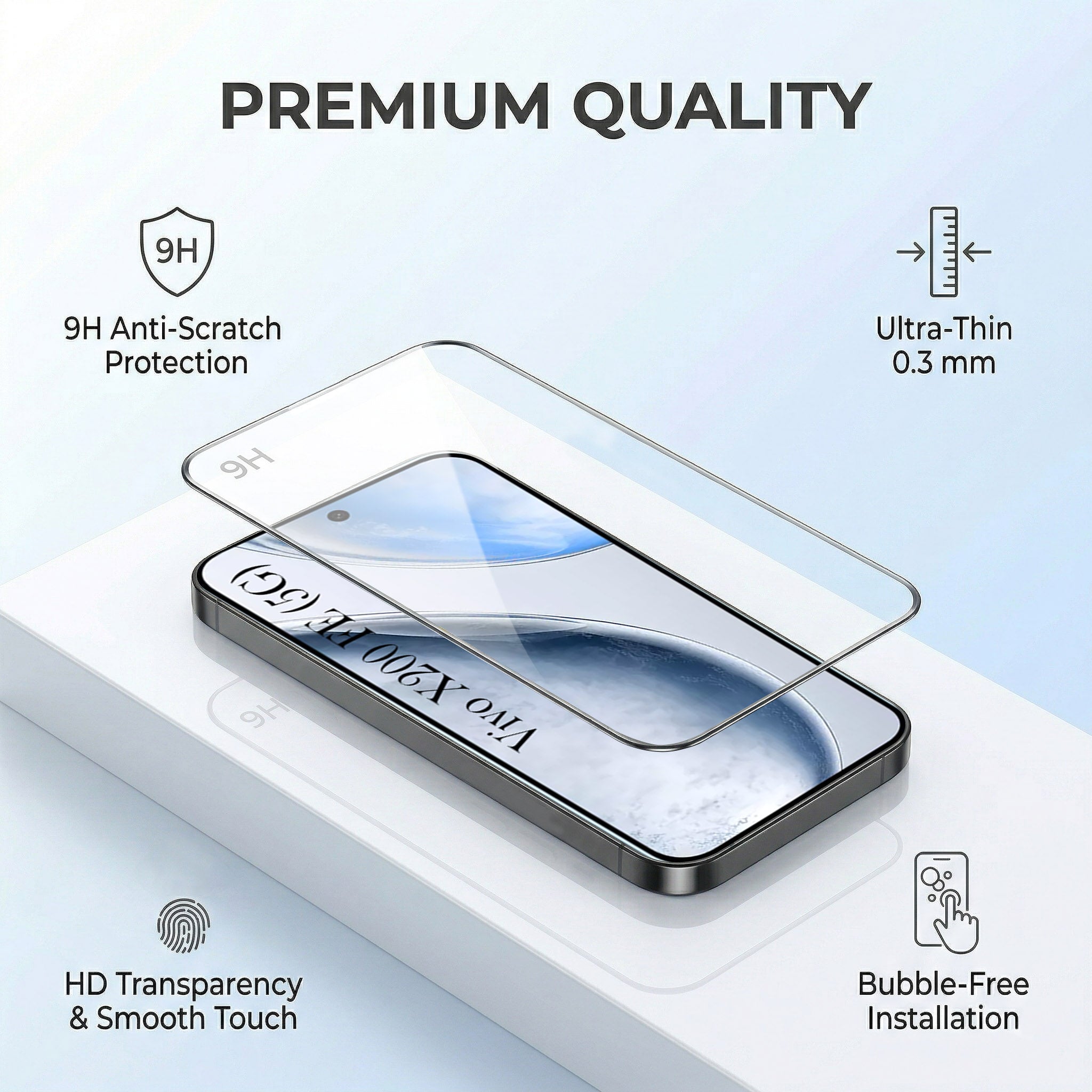 For Vivo X200 FE Combo with Back Cover and 9H Tempered Glass (Lifetime Anti-Yellow | Crystal Clear Shockproof | Oleophobic Coating Screen Glass)