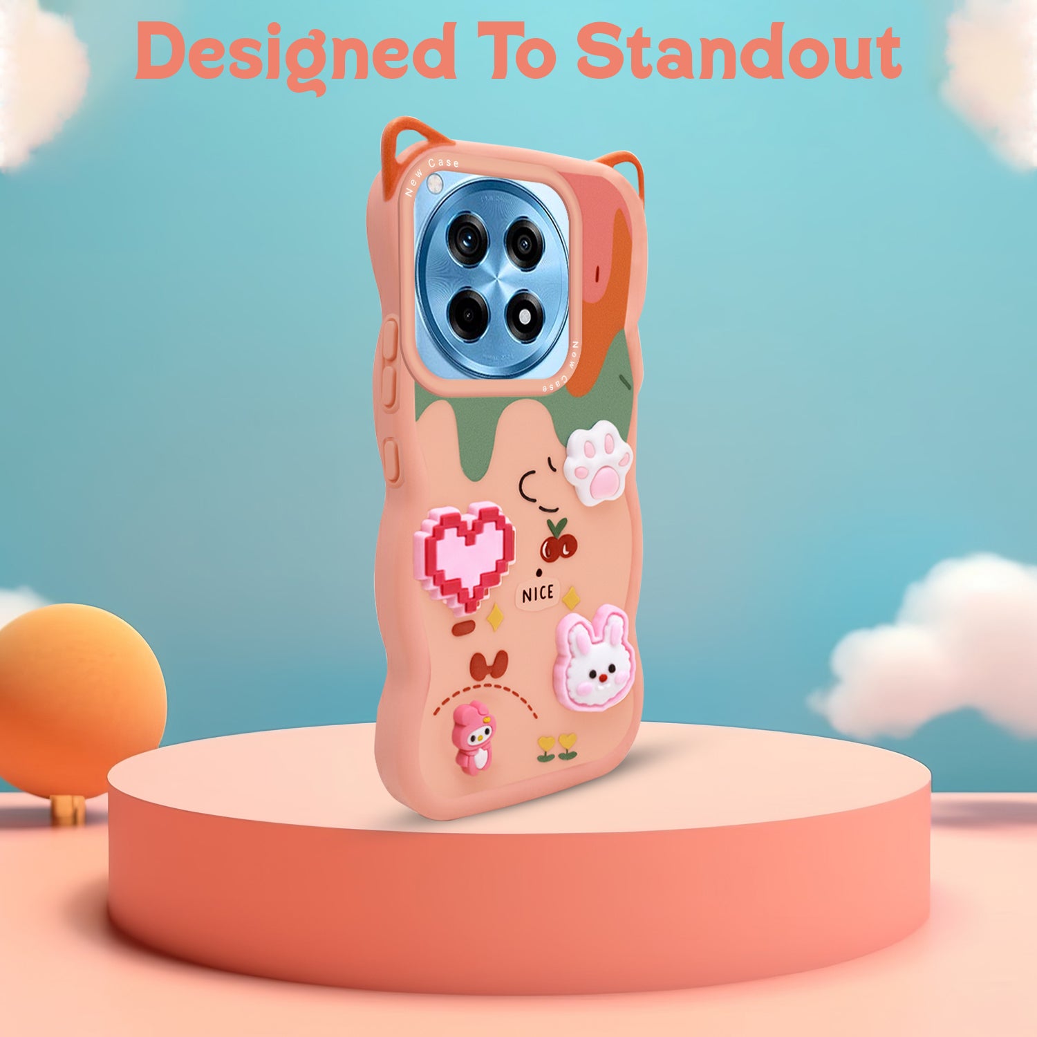 For OnePlus 12R 5G Back Case Cover Strap (3D embossed Figures | Strap Holder | 360* Soft Cushion with Camera Bump)