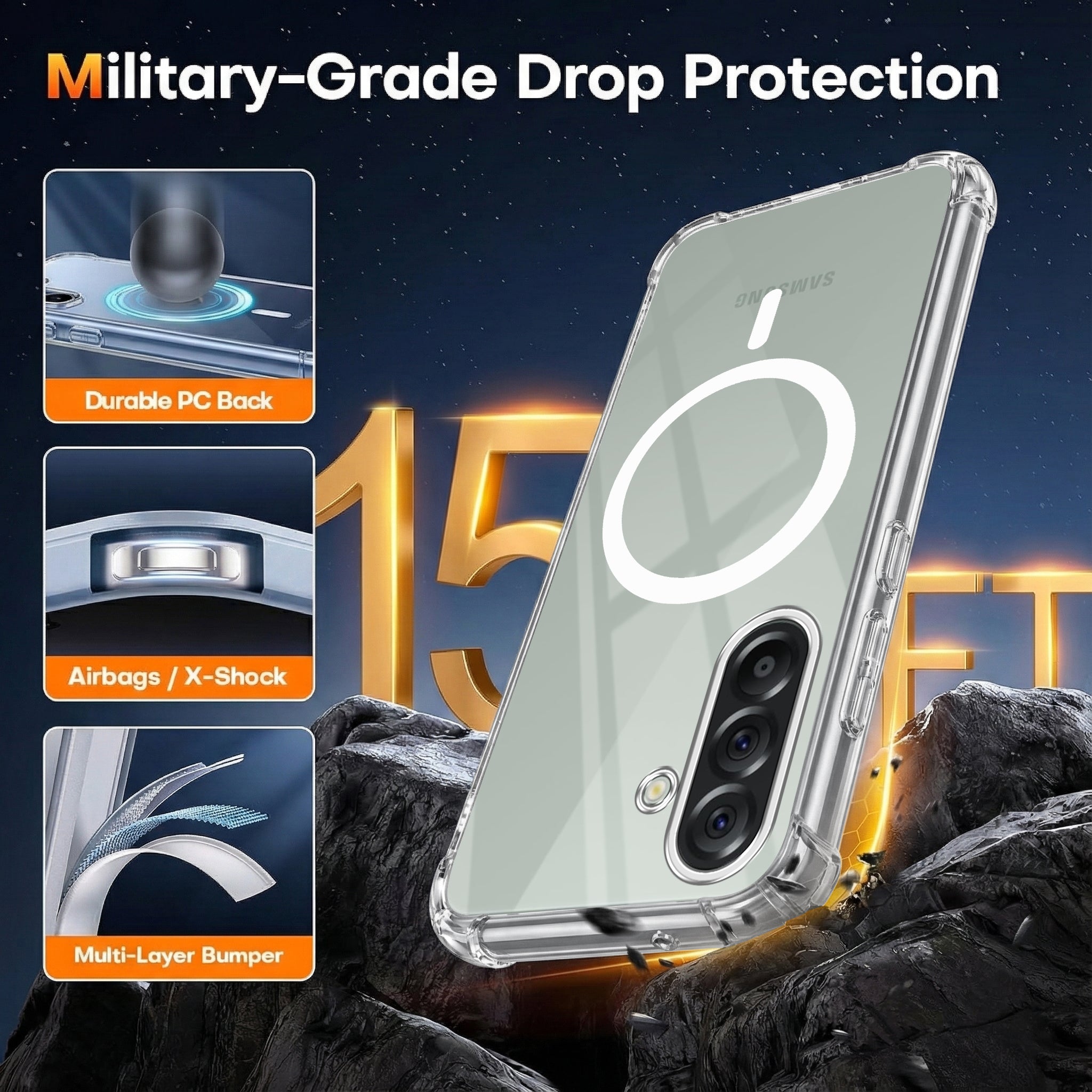 For Samsung Galaxy A56 Back Cover Shockproof Crystal-Clear (Magsafe Wireless Support | Drop & Camera Protection | Hard Polycarbonate)