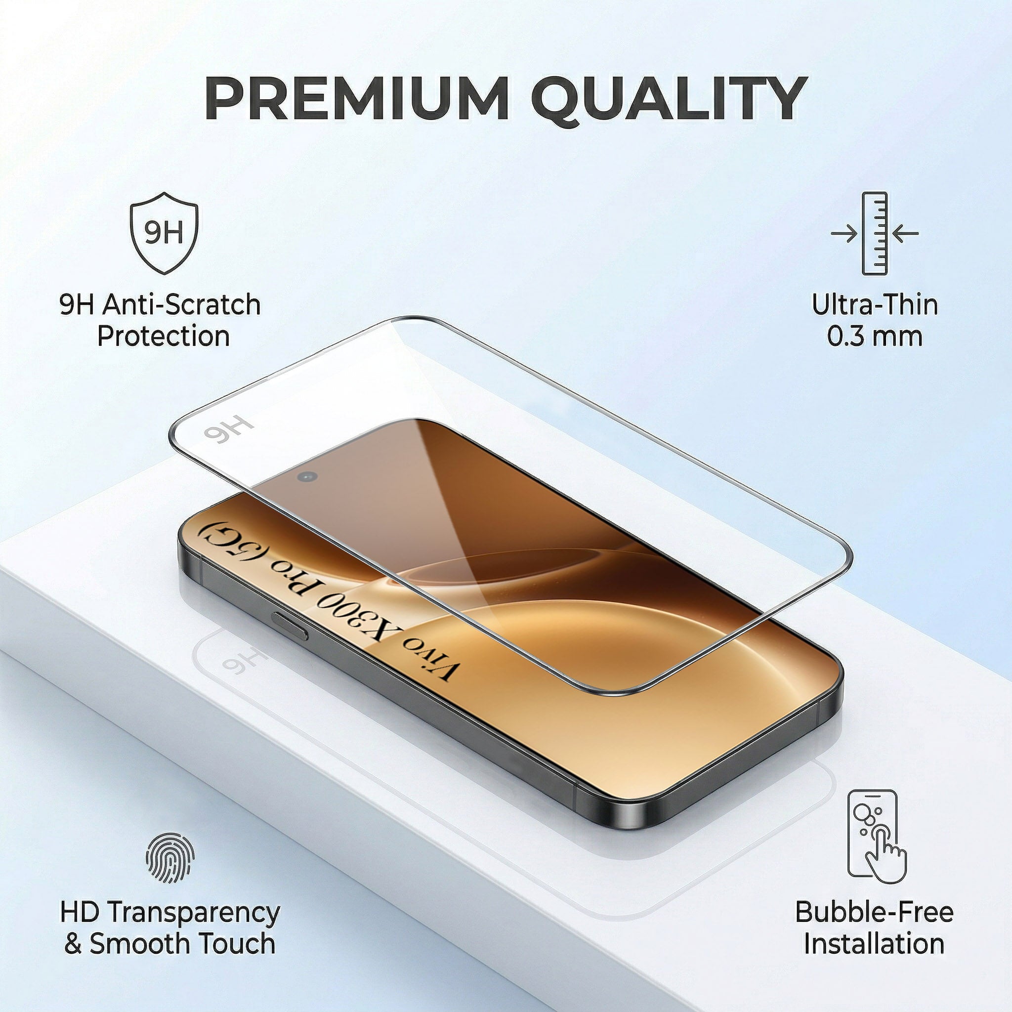 For Vivo X300 Pro Combo with Back Cover and 9H Tempered Glass (Lifetime Anti-Yellow | Crystal Clear Shockproof | Oleophobic Coating Screen Glass)