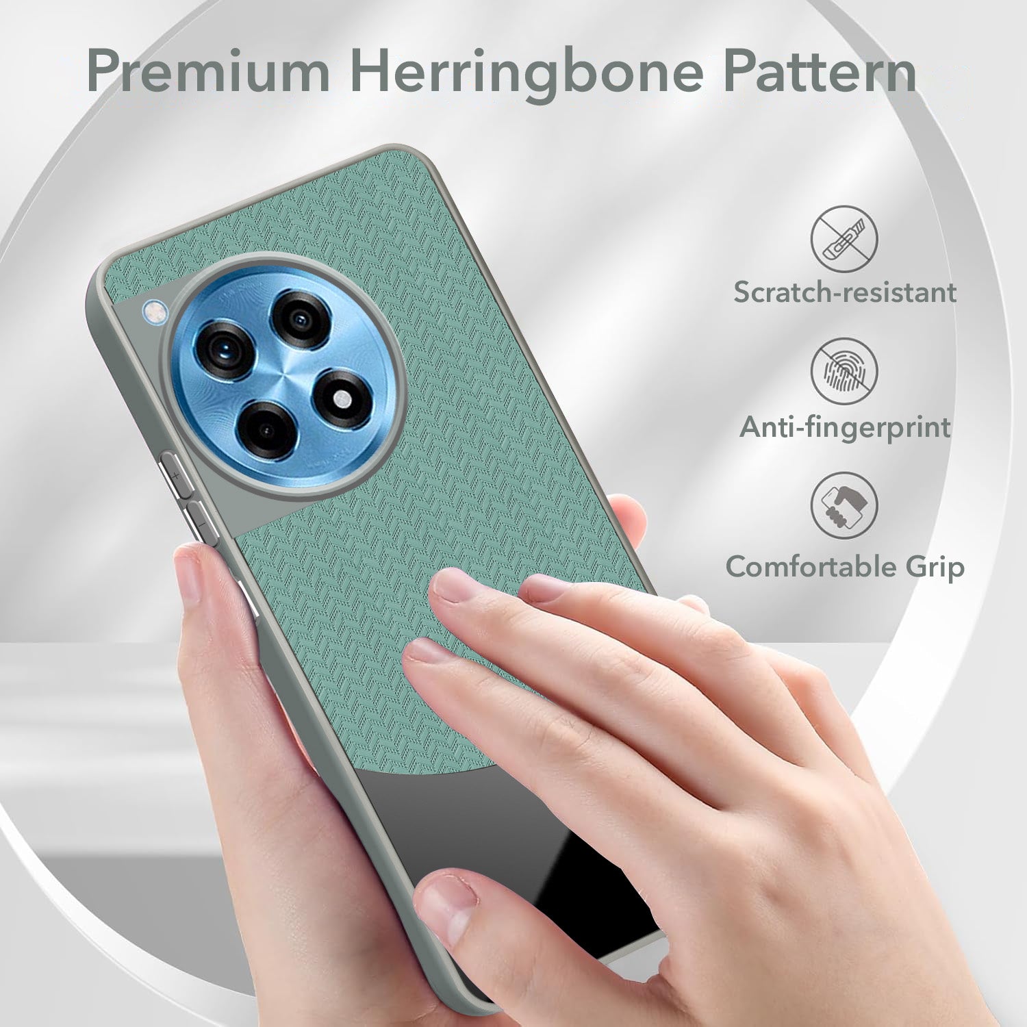 For OnePlus 12R 5G Back Cover Case (Elegant PU Leather Finish | Premium Minimalist Professional | Camera Protection Bump)