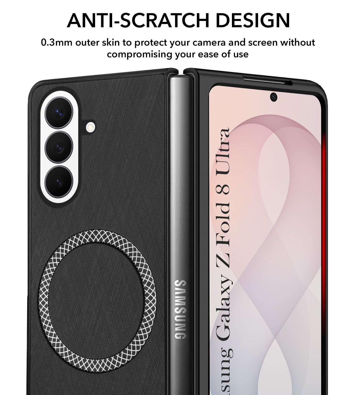 For Samsung Galaxy Z Fold 8 Ultra Back Cover Case Leather Finish (MagSafe Wireless Charging Compatible | Sleek and Professional)