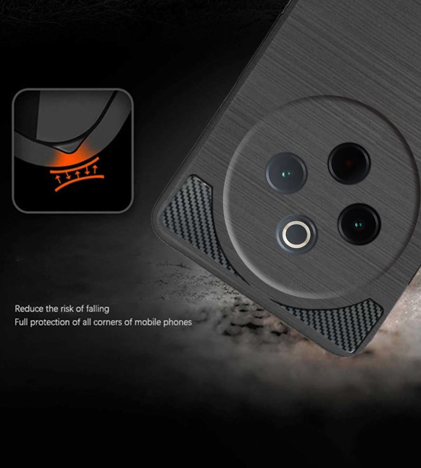 For Vivo iQOO Z10 Back Cover Case ( Hybrid Armor Case | Carbon Fiber Shockproof | Soft and Flexible | Black )
