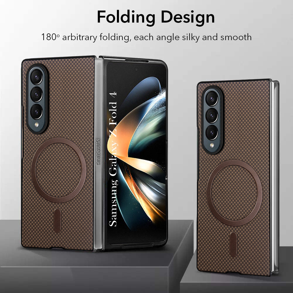 For Samsung Galaxy Z Fold 4 5G Back Cover Case (MagSafe Wireless Charging Compatible | Hexa Leather Finish | Inside Microfiber Cloth)