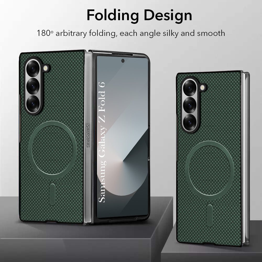 For Samsung Galaxy Z Fold 6 5G Back Case Cover (MagSafe Wireless Charging Compatible | Hexa Leather Finish | Inside Microfiber Cloth)