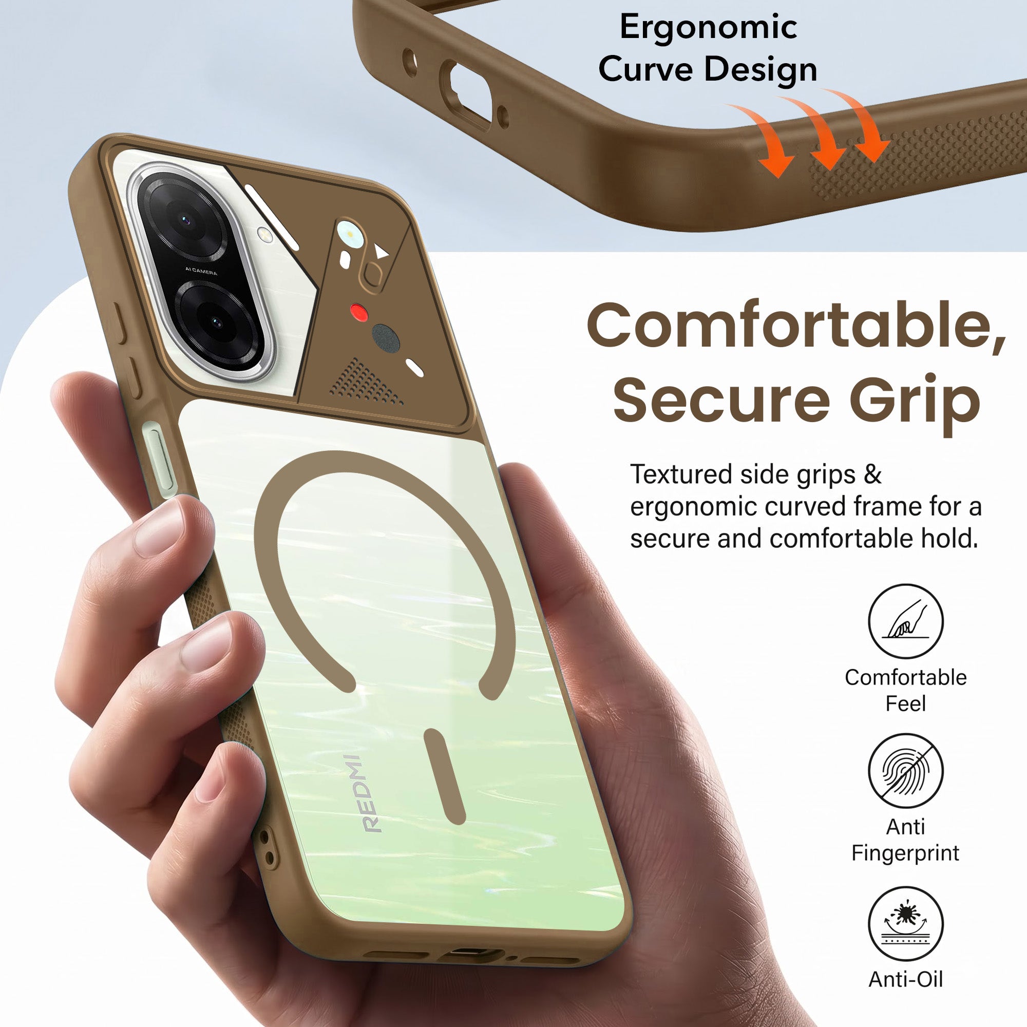 For Redmi A5 4G Back Cover Case Lifetime Anti-Yellow Clear (Camera Protection | Side Grip | Wireless MagSafe Compatible)