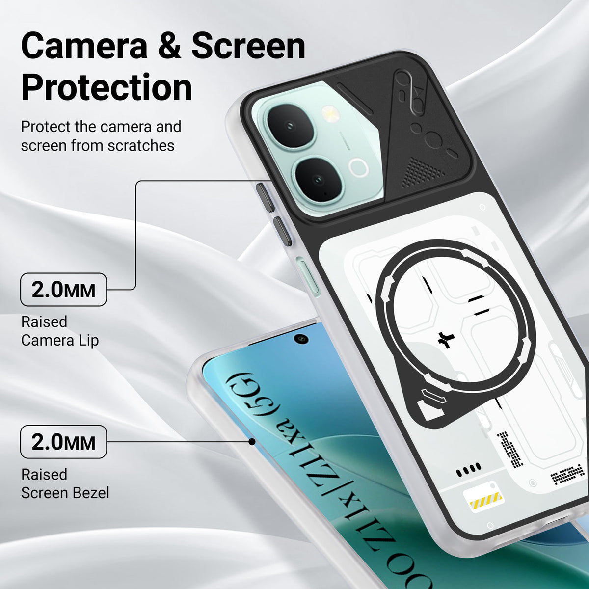 For Vivo iQOO Z11x 5G | Vivo iQOO Z11xa Metallic Back Cover Case (Metallic Camera Protection & Buttons | Translucent Milky Shade | Hard Polycarbonate)