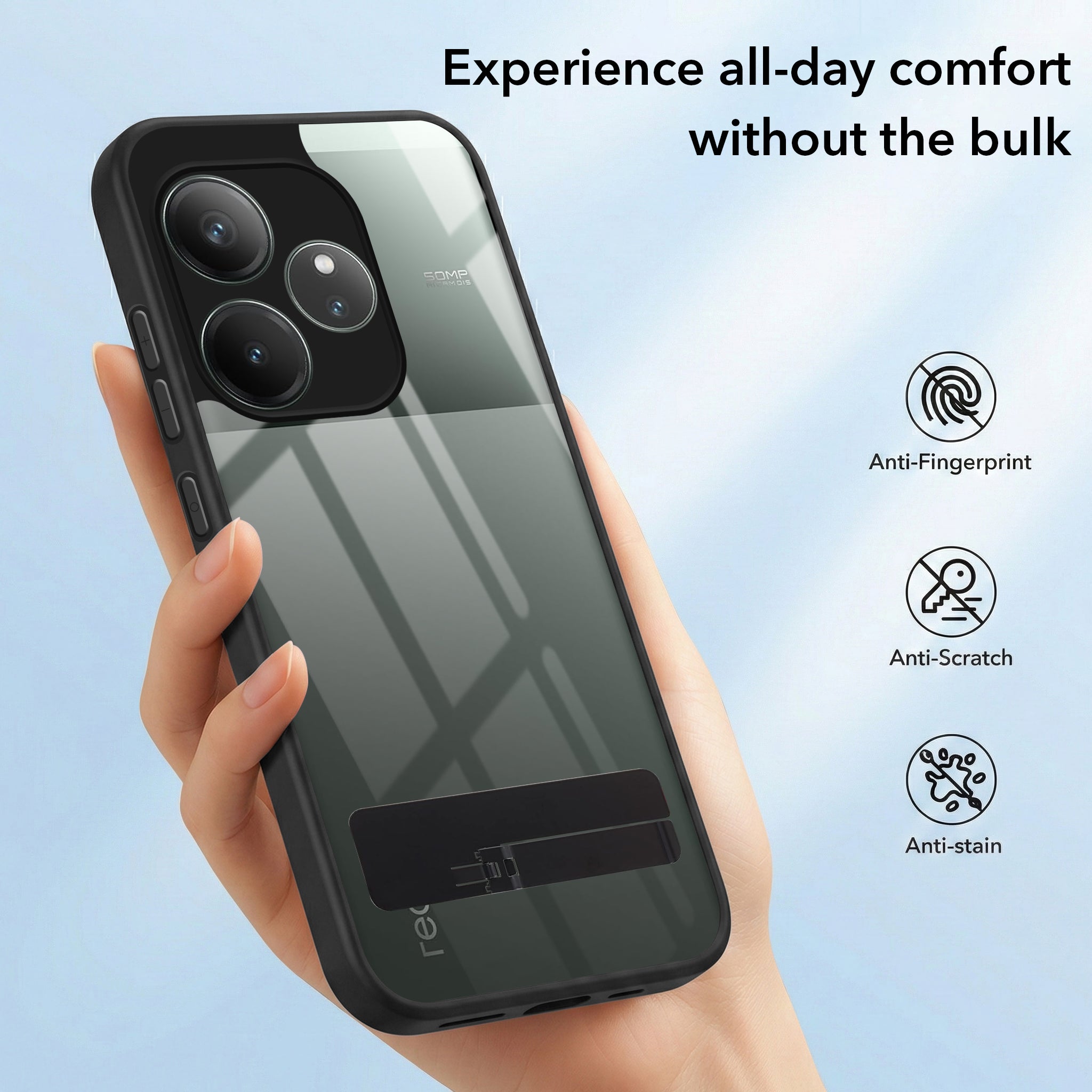 For Realme GT 6 | GT 6T 5G Back Cover Case (Built-in Stand | Lifetime Anti Yellow | Kickstand Shockproof | Camera Protection | MagSafe Compatible)