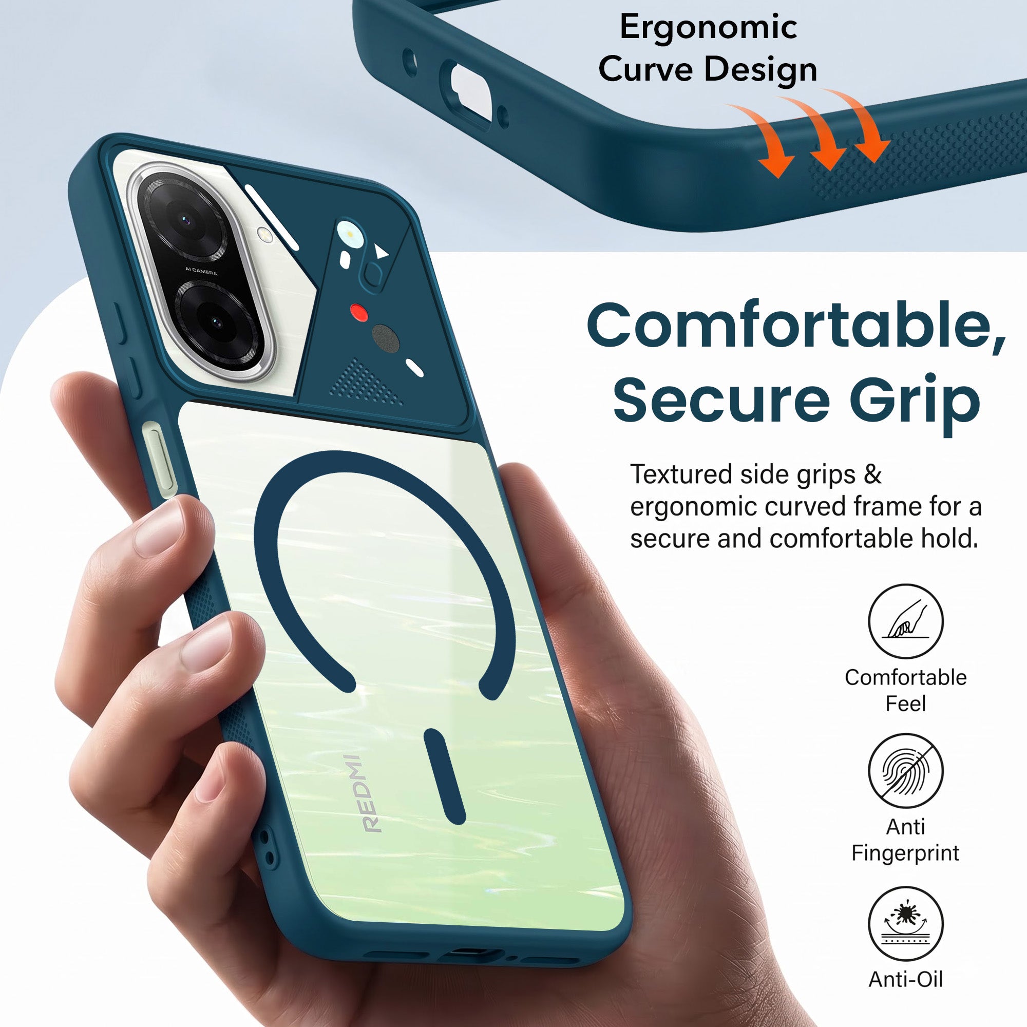 For Redmi A5 4G Back Cover Case Lifetime Anti-Yellow Clear (Camera Protection | Side Grip | Wireless MagSafe Compatible)