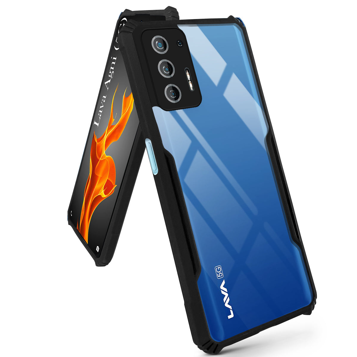 For Lava Agni 5G Back Cover Case Hybrid (Shockproof with Polycarbonate Clear Panel | Professional Black)