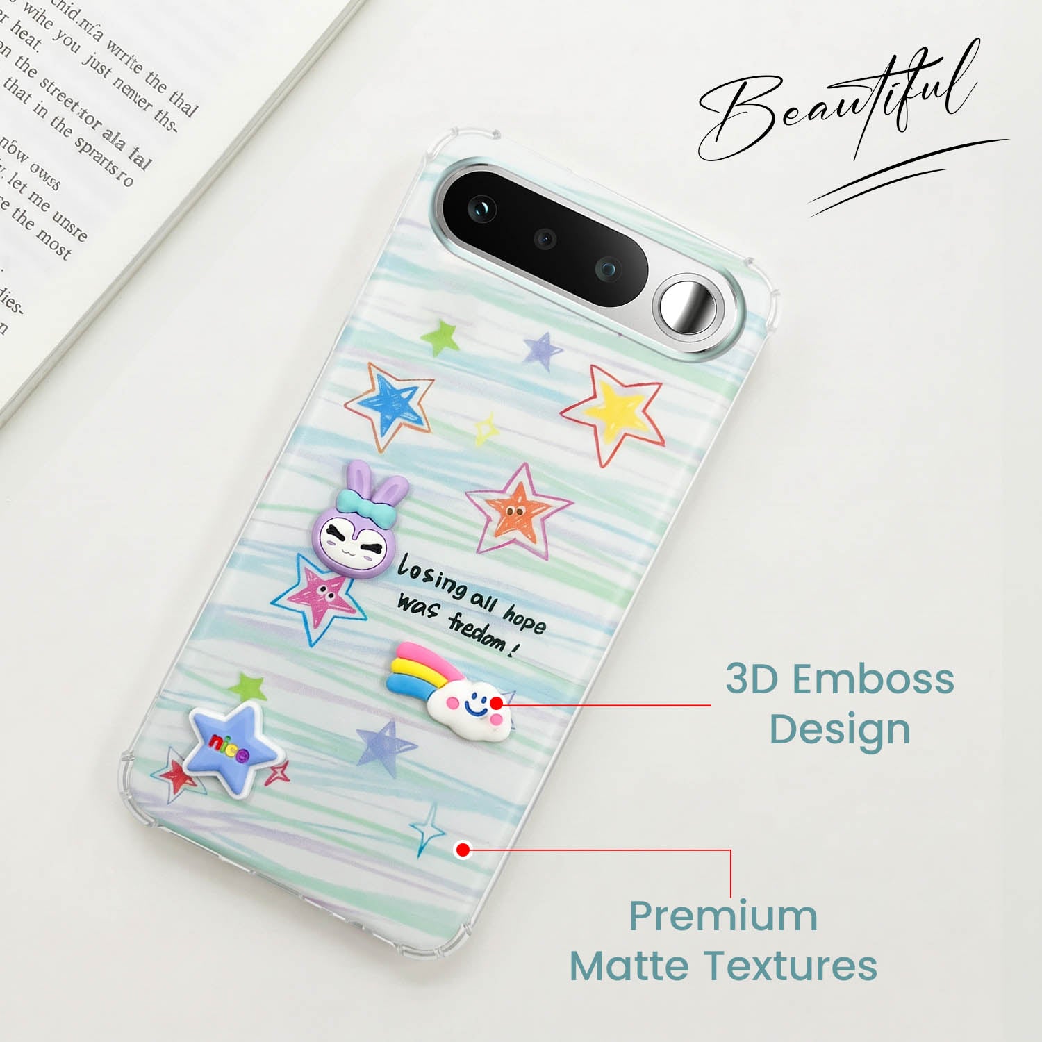 For Realme 16 Back Cover Case (3D Cute Cartoons | Hard Back Side Soft | Matte Premium Finish | HD Printing)