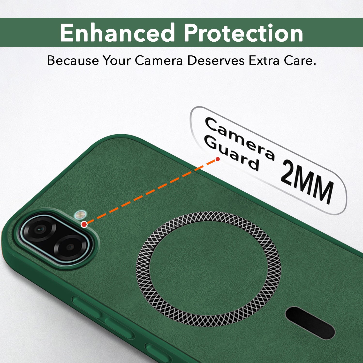 For Samsung Galaxy M17e Back Cover Case Leather Finish (MagSafe Compatible Wireless Charging | Soft Touch | Camera Bump Protection)