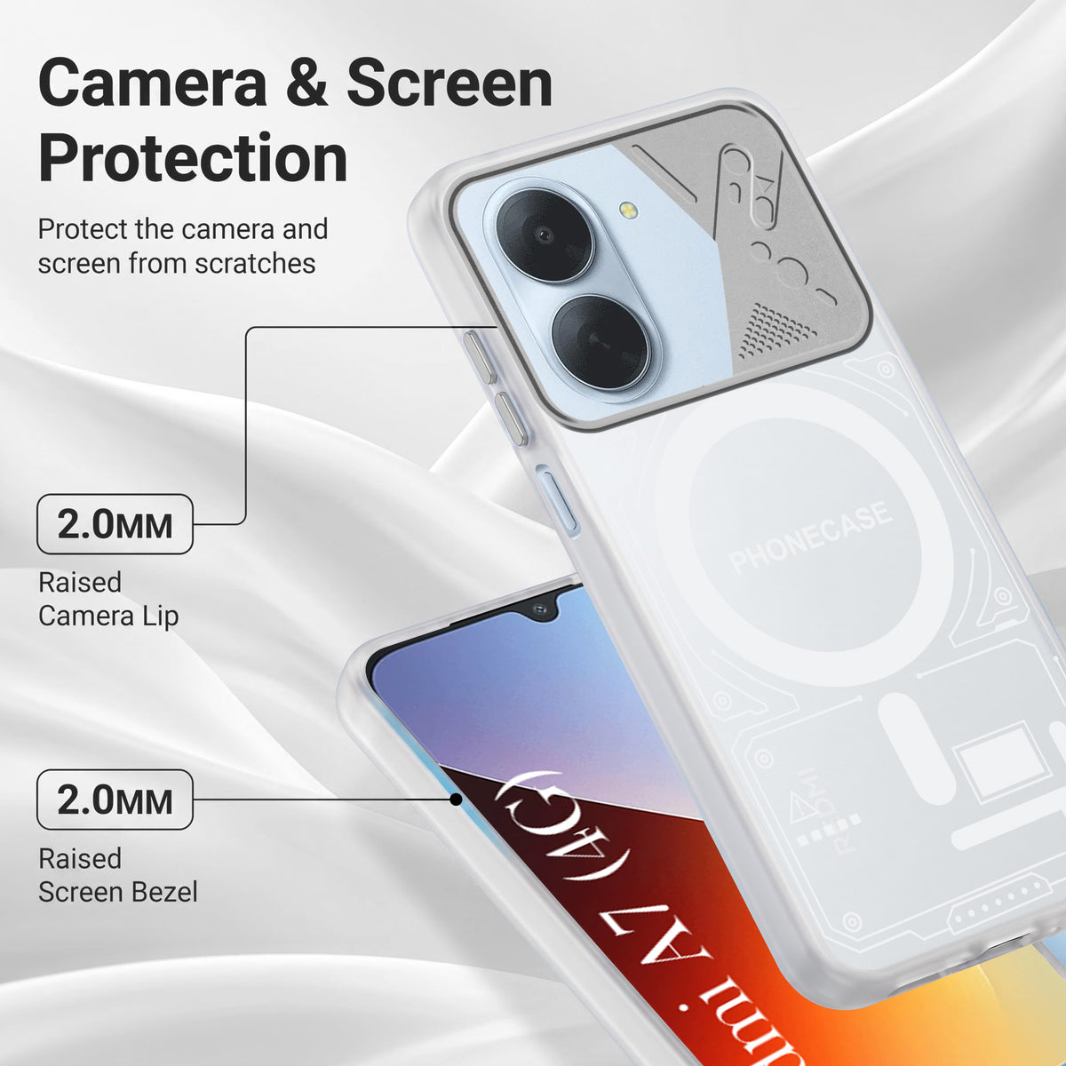 For Redmi A7 4G Metallic Back Cover Case (Metallic Camera Protection & Buttons | Translucent Milky Shade | Hard Polycarbonate)