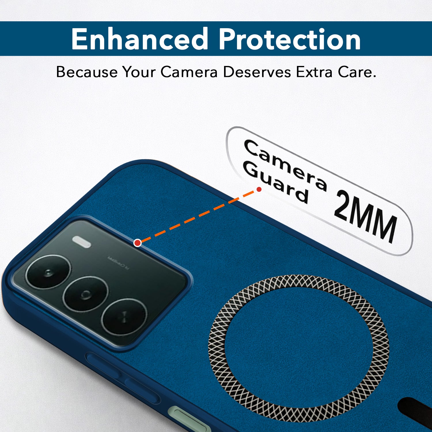 For Realme P3 lite Back Cover Case Leather Finish (MagSafe Compatible Wireless Charging | Soft Touch | Camera Bump Protection)