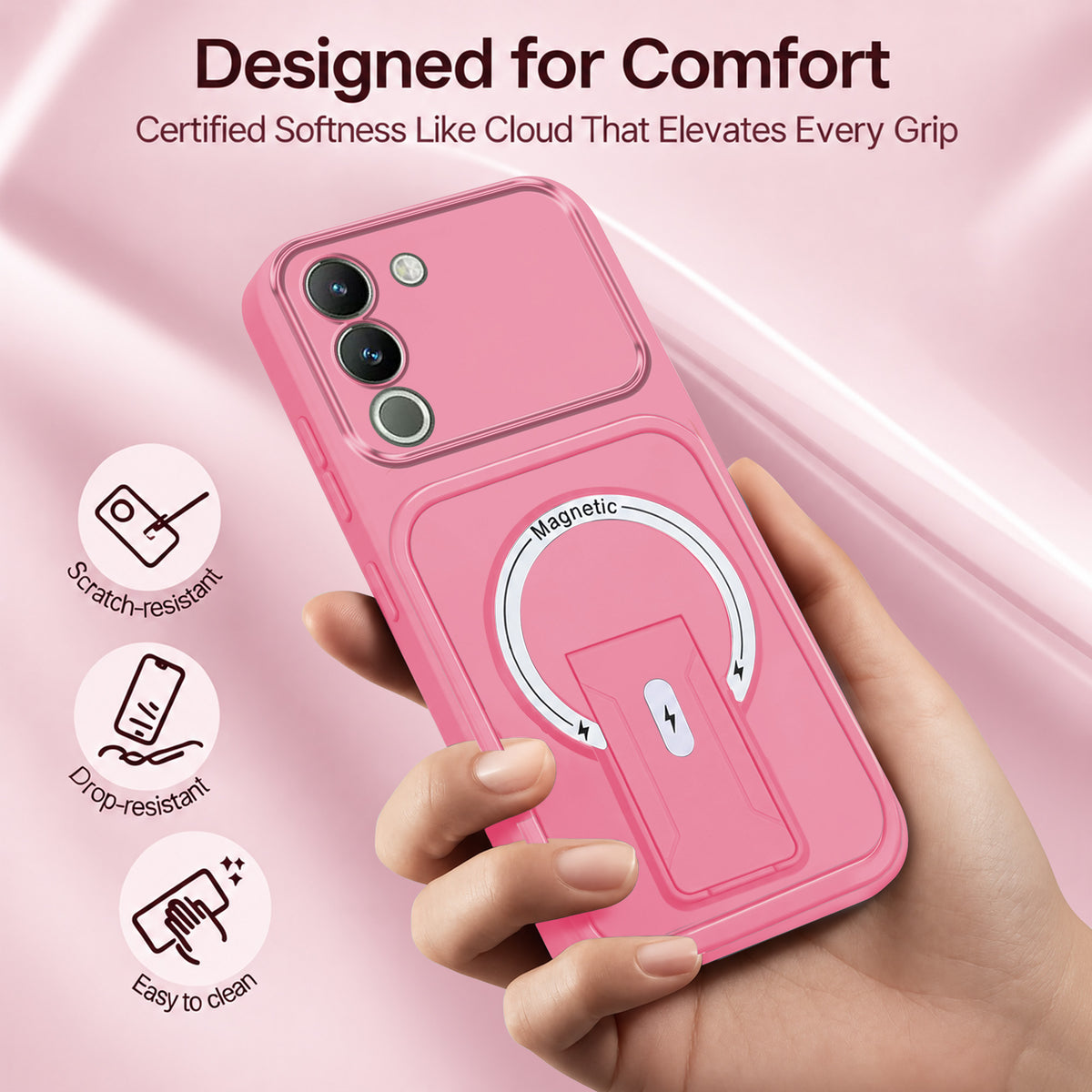 For Vivo Y200 Back Case Cover Metallic (Hybrid Armor Kickstand | MagSafe Compatible | Camera Protection Shockproof)