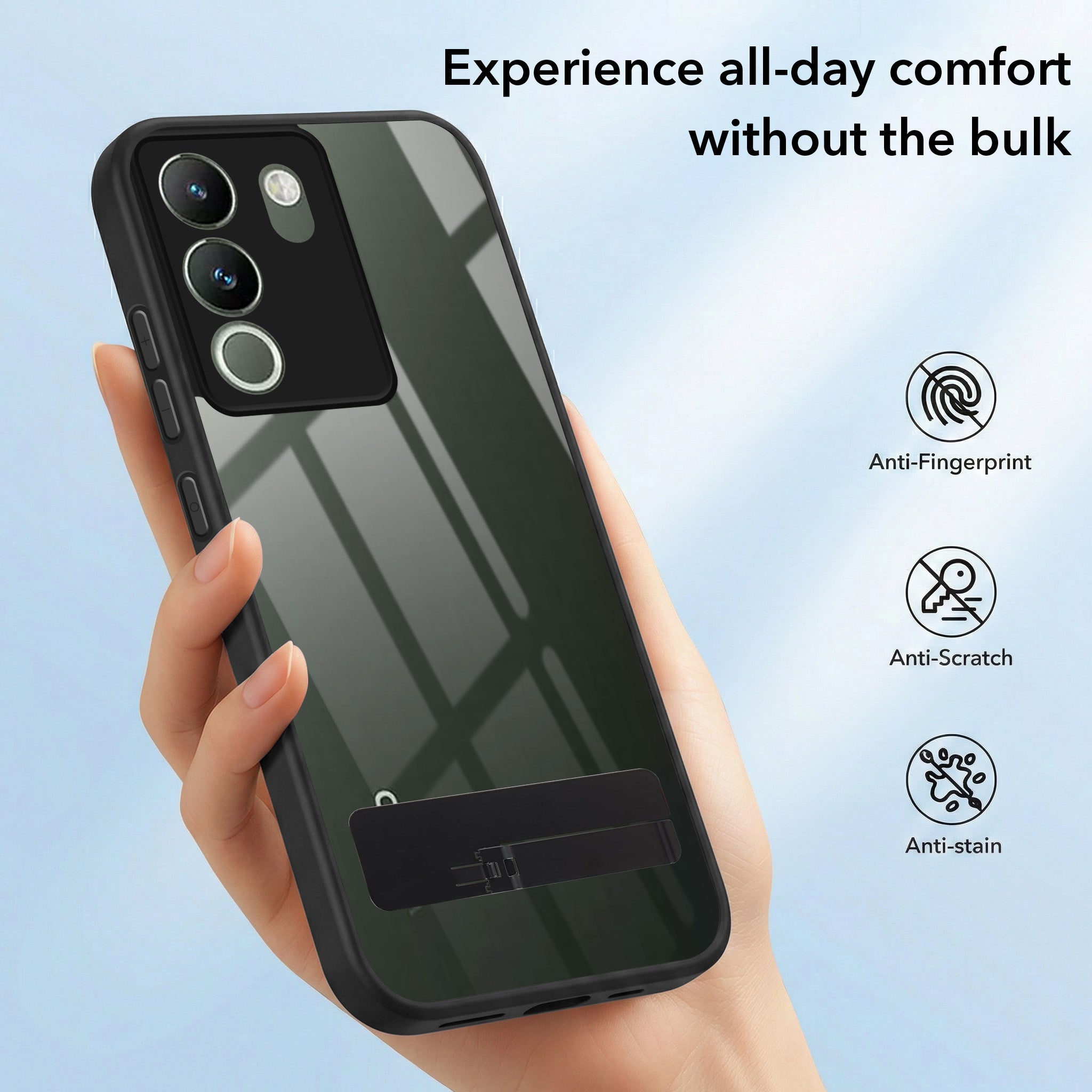 For Vivo Y200 Back Cover Case (Built-in Stand | Lifetime Anti Yellow | Kickstand Shockproof | Camera Protection | MagSafe Compatible)
