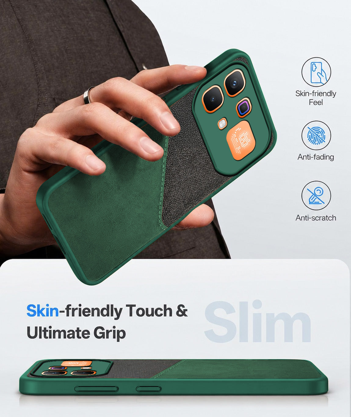 For Infinix Note 60 Pro 5G Back Cover Case (Dual PU Leather Stitch | Professional Minimalist | Soft and Flexible)