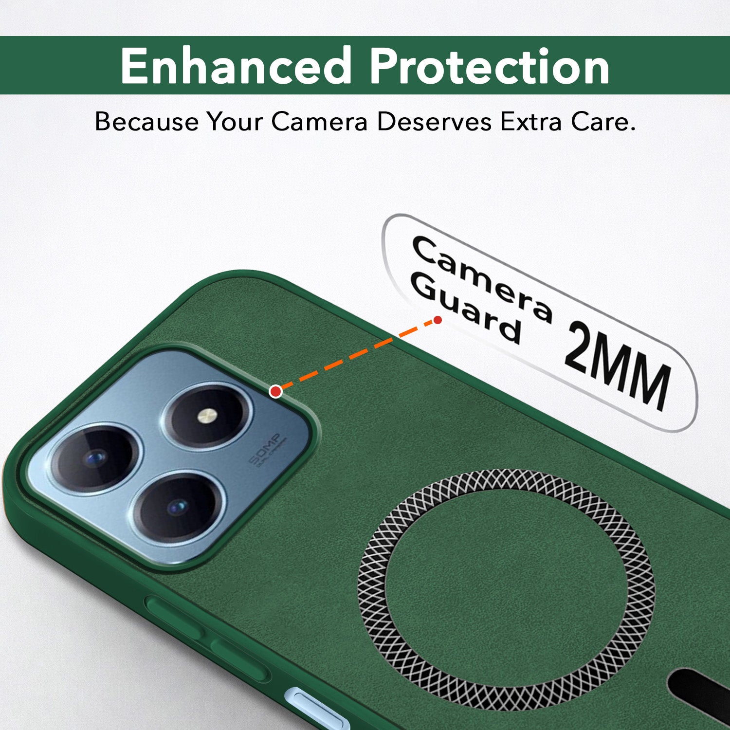 For Realme Narzo N63 Back Cover Case Leather Finish (MagSafe Compatible Wireless Charging | Soft Touch | Camera Bump Protection)