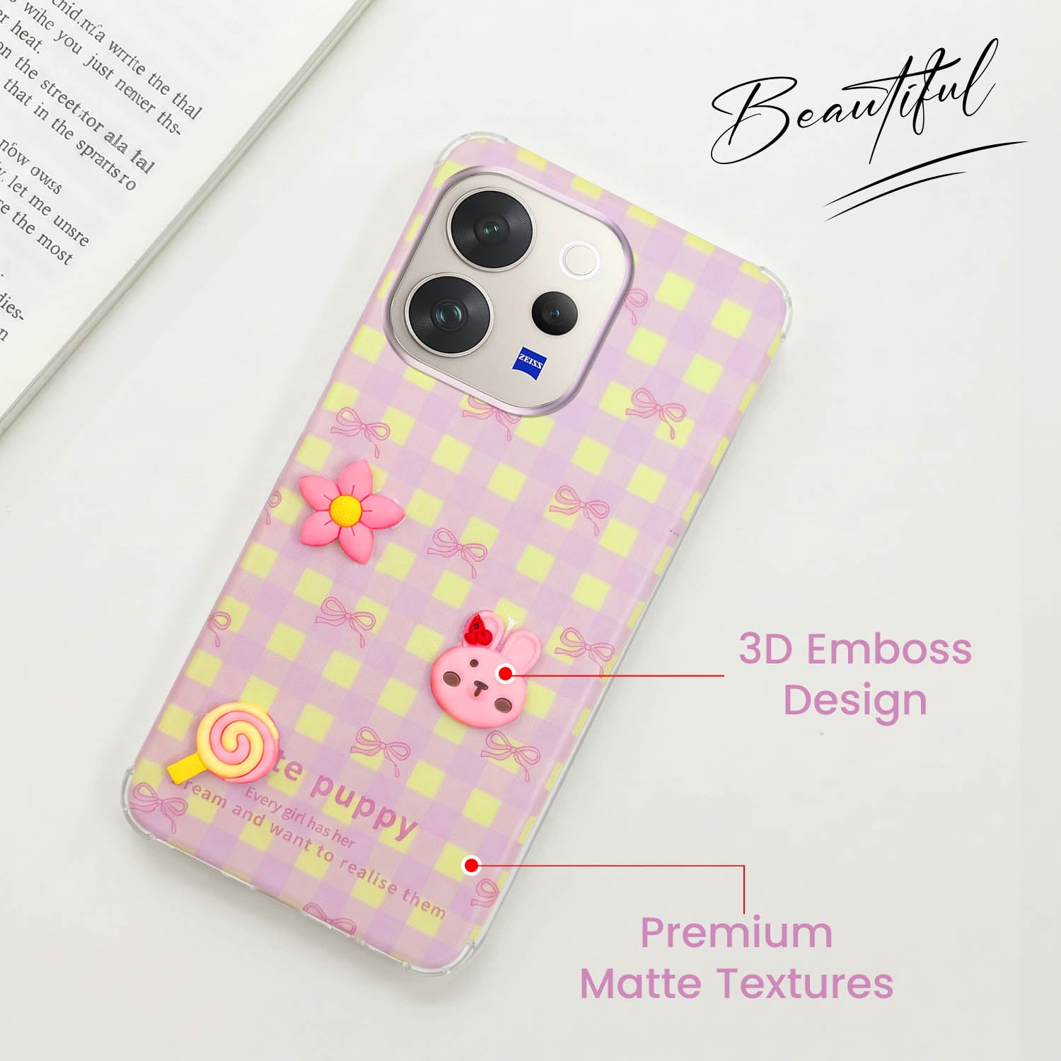 For Vivo V70 | Vivo V70 Elite 5G Back Cover Case (3D Cute Cartoons | Hard Back Side Soft | Matte Premium Finish | HD Printing)