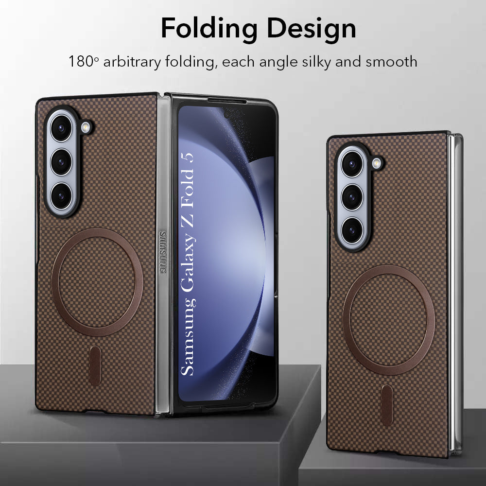 For Samsung Galaxy Z Fold 5 5G Back Case Cover (MagSafe Wireless Charging Compatible | Hexa Leather Finish | Inside Microfiber Cloth)
