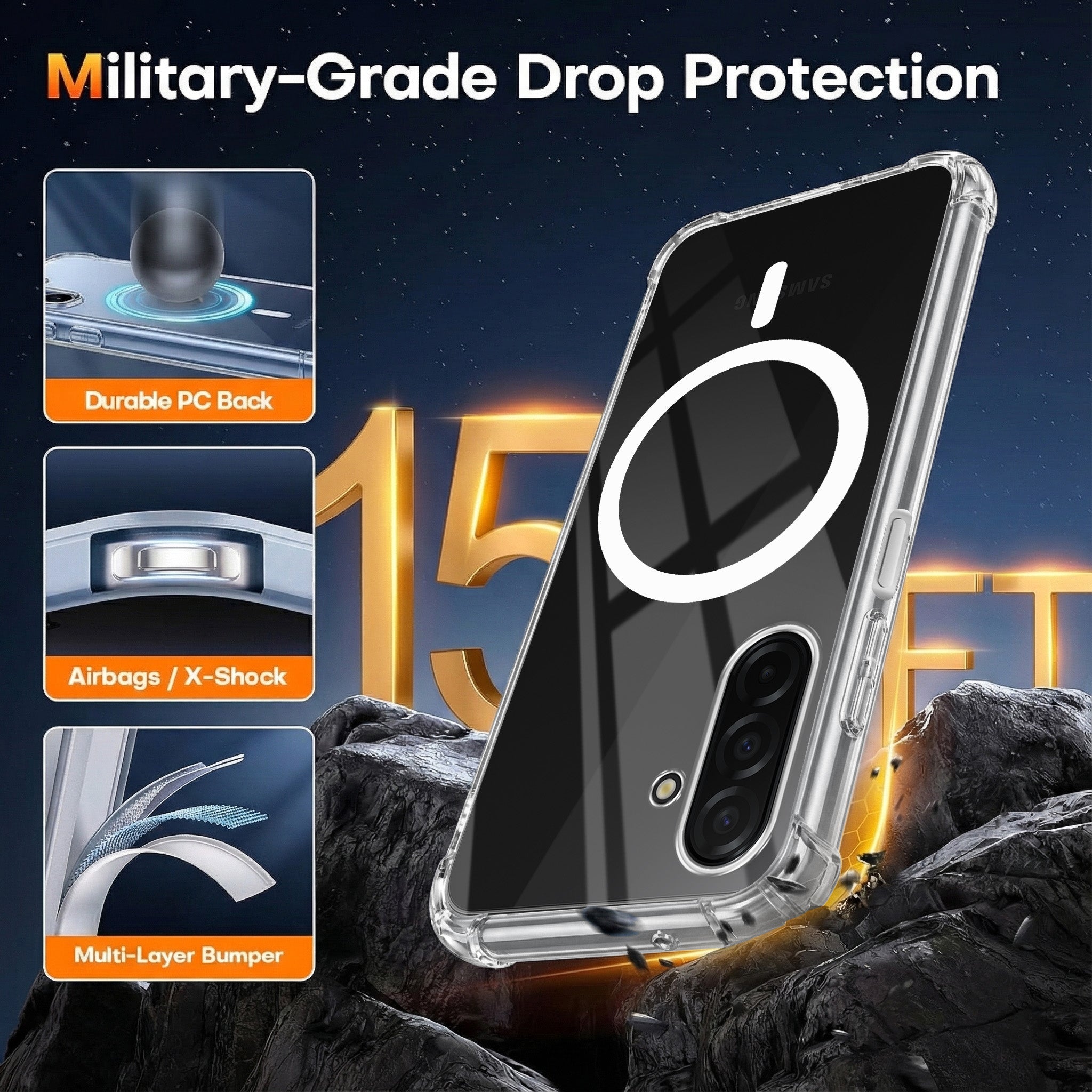 For Samsung Galaxy A26 5G Back Cover Shockproof Crystal-Clear (Magsafe Wireless Support | Drop & Camera Protection | Hard Polycarbonate)