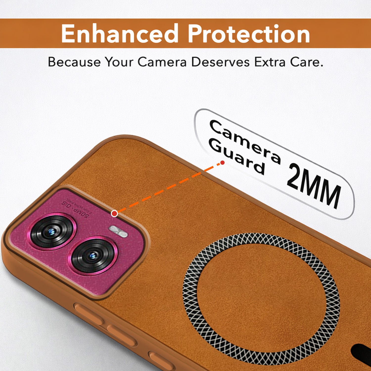 For Motorola Moto Edge 50 Fusion Back Cover Case Leather Finish (MagSafe Compatible Wireless Charging | Soft Touch | Camera Bump Protection)