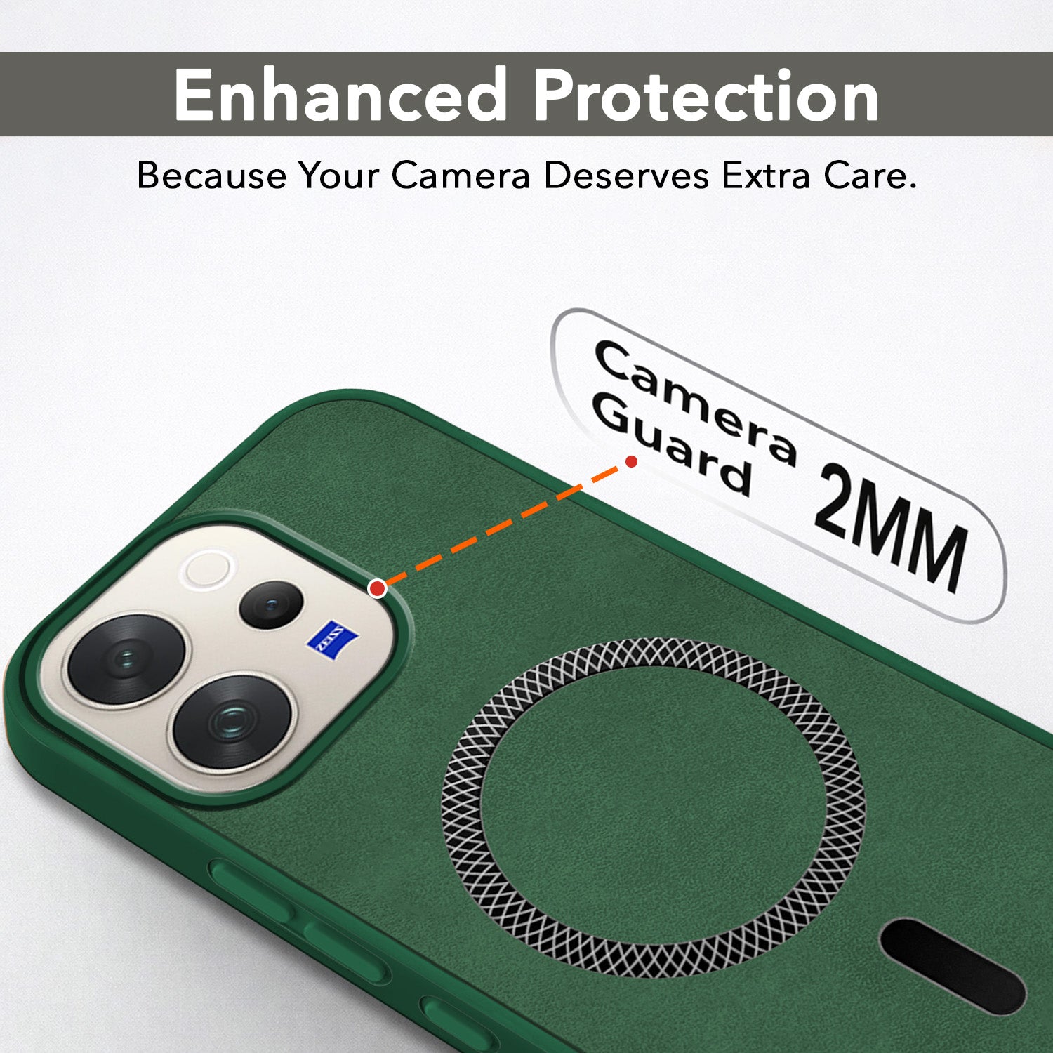 For Vivo V70 | Vivo V70 Elite 5G Back Cover Case Leather Finish (MagSafe Compatible Wireless Charging | Soft Touch | Camera Bump Protection)