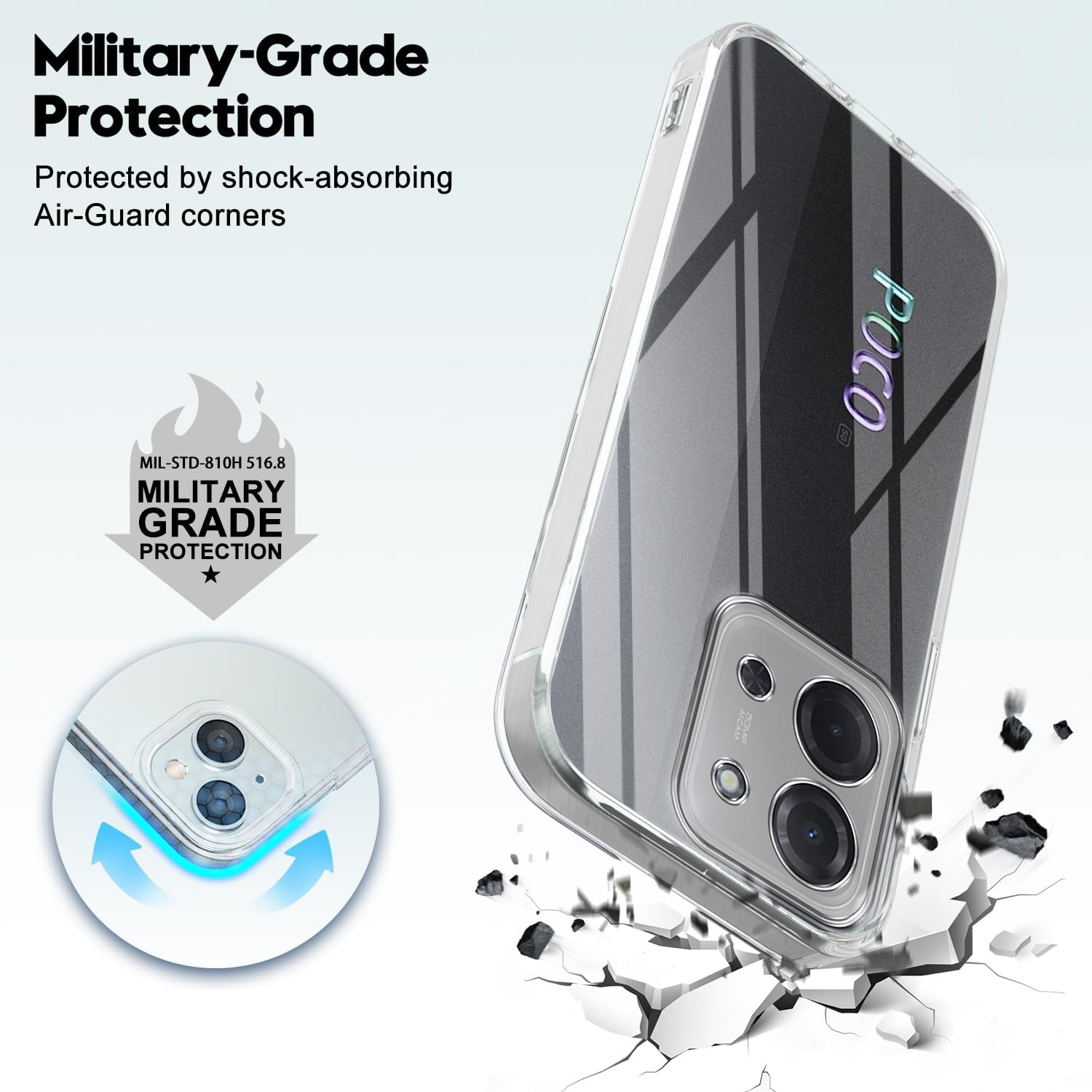 For Poco C85 5G Back Cover Case Silicone (Clear Shockproof Case with Camera Protection | Soft and Flexible | Transparent)