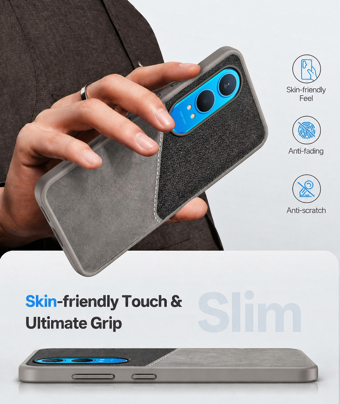 For OnePlus Nord CE 4 Lite Back Cover Case (Dual PU Leather Stitch | Professional Minimalist | Soft and Flexible)