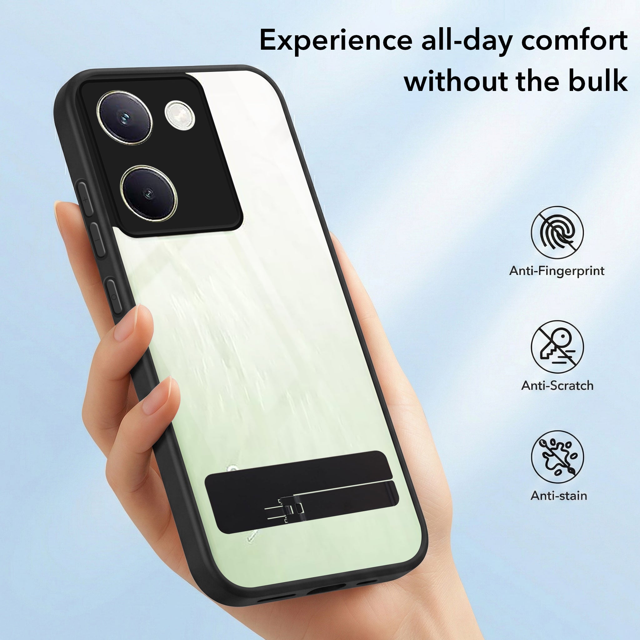 For Vivo Y200 Pro 5G Back Cover Case (Built-in Stand | Lifetime Anti Yellow | Kickstand Shockproof | Camera Protection | MagSafe Compatible)