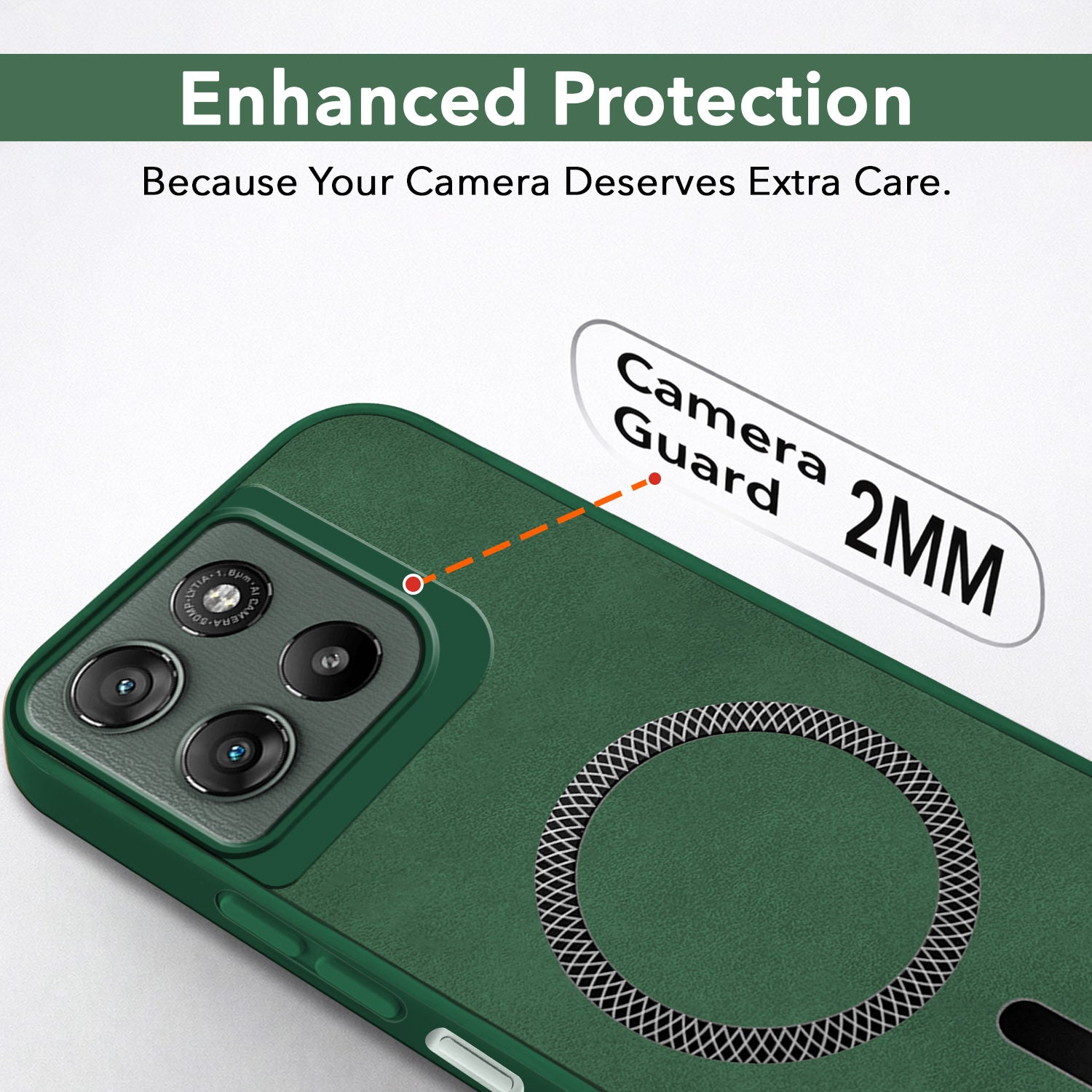 For Motorola Moto G67 Power | G57 Power Back Cover Case Leather Finish (MagSafe Compatible Wireless Charging | Soft Touch | Camera Bump Protection)
