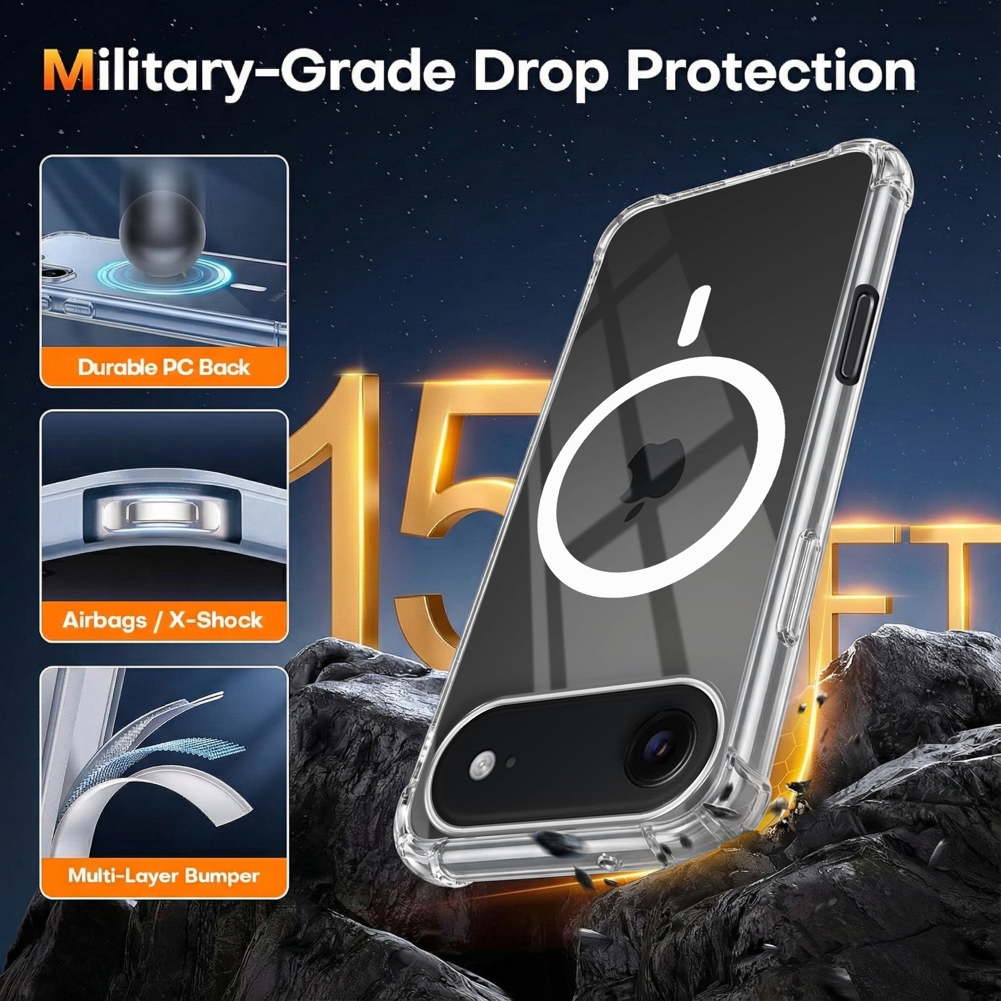 For Apple iPhone 17 Air Back Cover Shockproof Crystal-Clear (Magsafe Wireless Support | Drop & Camera Protection | Hard Polycarbonate)