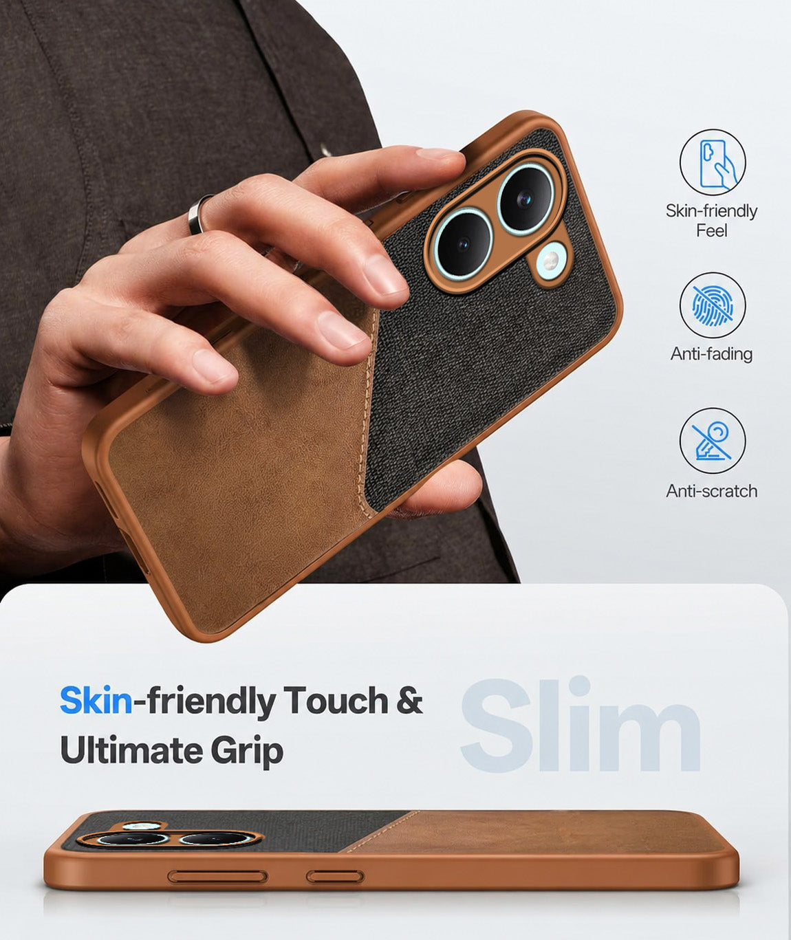 For Poco X8 Pro Back Cover Case (Dual PU Leather Stitch | Professional Minimalist | Soft and Flexible)