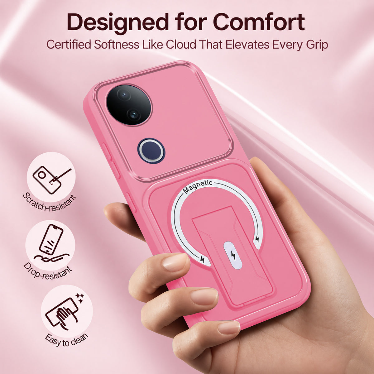 For Vivo T4R Back Case Cover Metallic (Hybrid Armor Kickstand | MagSafe Compatible | Camera Protection Shockproof)