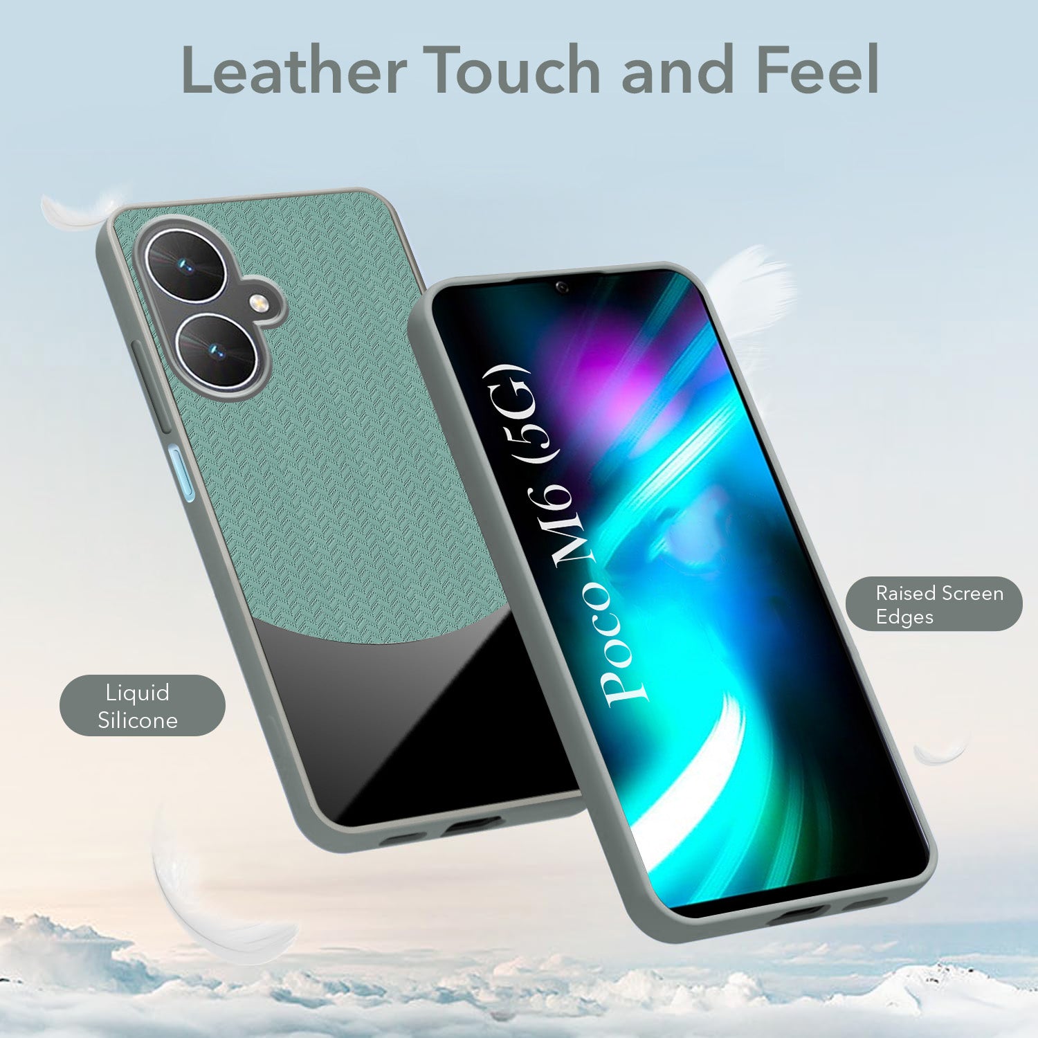 For Poco M6 5G Back Cover Case (Elegant PU Leather Finish | Premium Minimalist Professional | Camera Protection Bump)