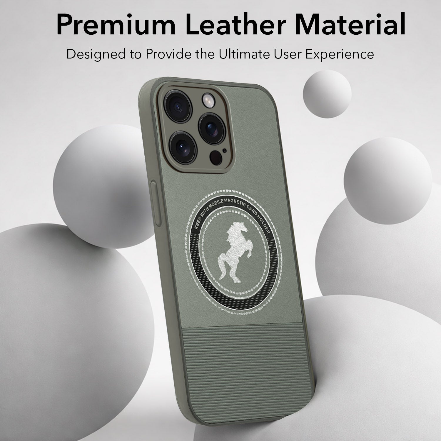 For Apple iPhone 15 Pro Max Back Cover Case PU Leather Finish (Professional Minimalist Texture | MagSafe Compatile | Camera Protection | Sleek Sober Formal)