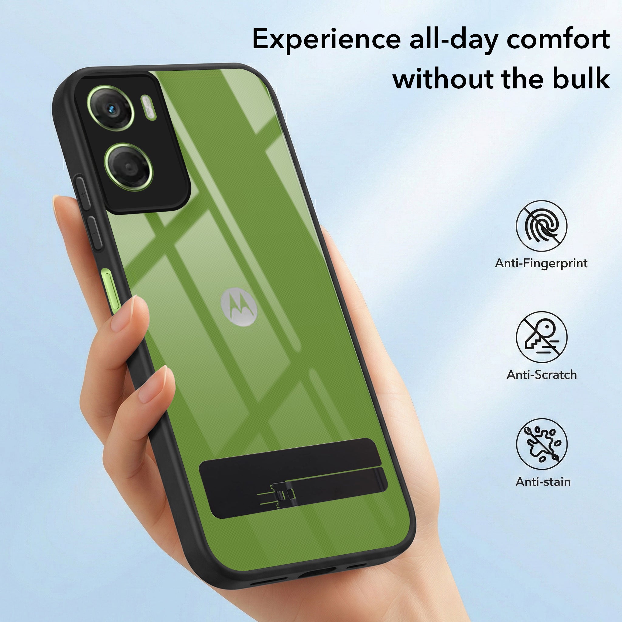 For Motorola Moto G06 Power Back Cover Case (Built-in Stand | Lifetime Anti Yellow | Kickstand Shockproof | Camera Protection | MagSafe Compatible)