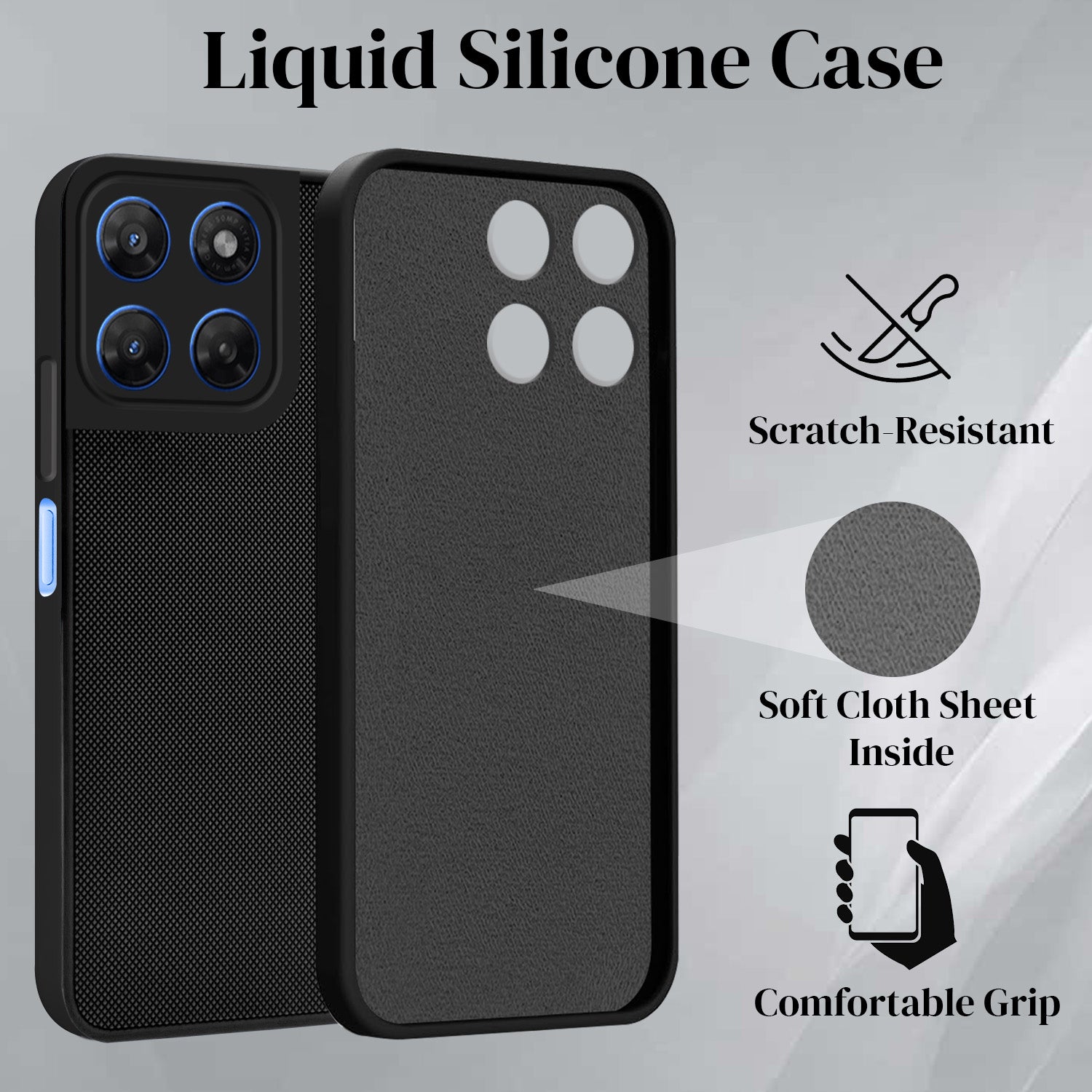 For Motorola Moto G37 Back Cover Case Rubberised (Textured Grip Design| Micro-Fiber Cloth Inside | Slim and Light Weight | Soft Touch and Feel)