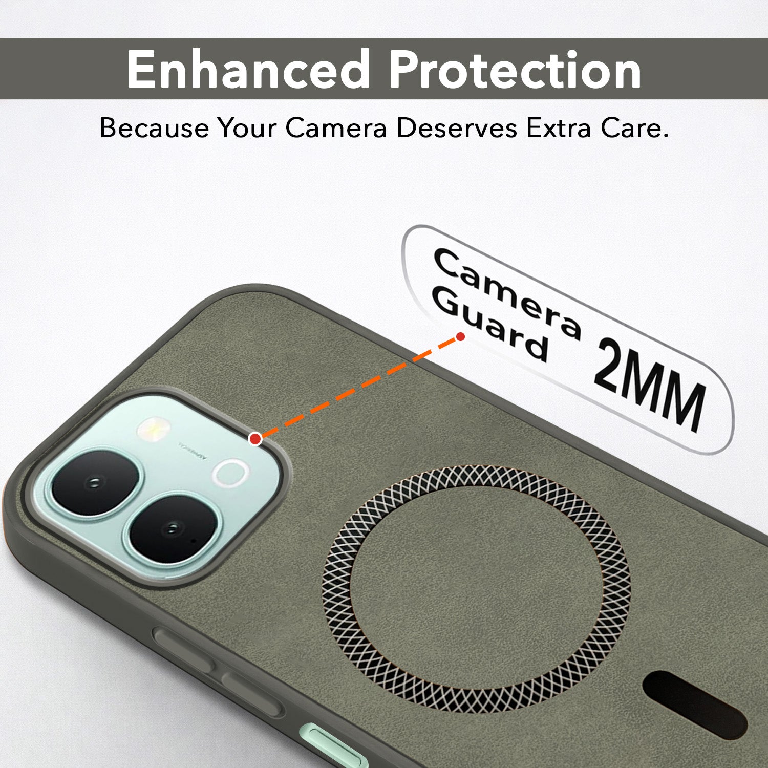 For Vivo iQOO Z11x 5G Back Cover Case Leather Finish (MagSafe Compatible Wireless Charging | Soft Touch | Camera Bump Protection)