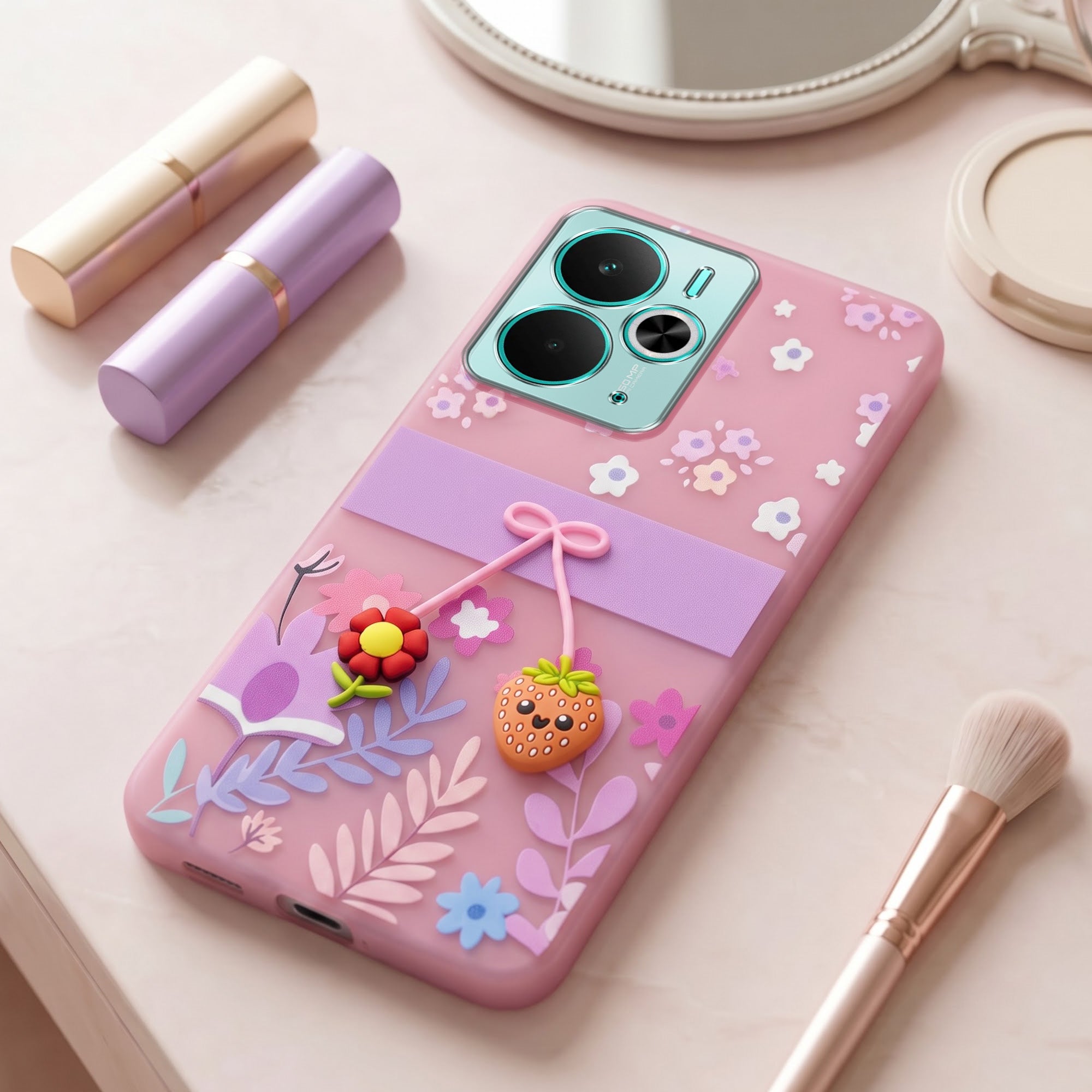 For Realme 16 Pro Back Cover Case (3D Cute Cartoons | Hard Back Side Soft | Matte Premium Finish | HD Printing)