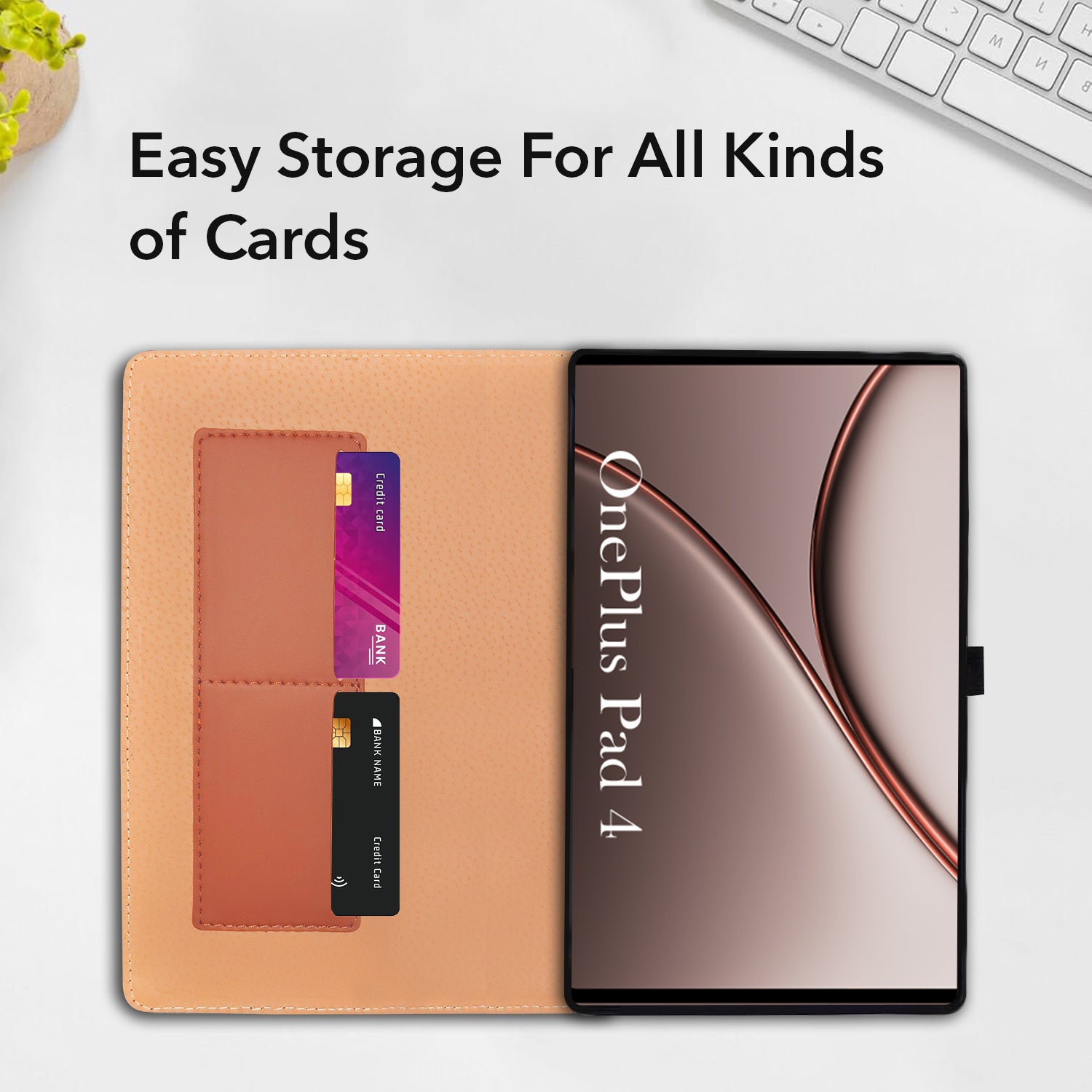 For OnePlus Pad 4 13.2 Inch OPD 2514 Flip Cover Folio Cover (PU Leather | Multi-Angle Smart Stand | Card Storage Slots | Silicone Back Pouch)