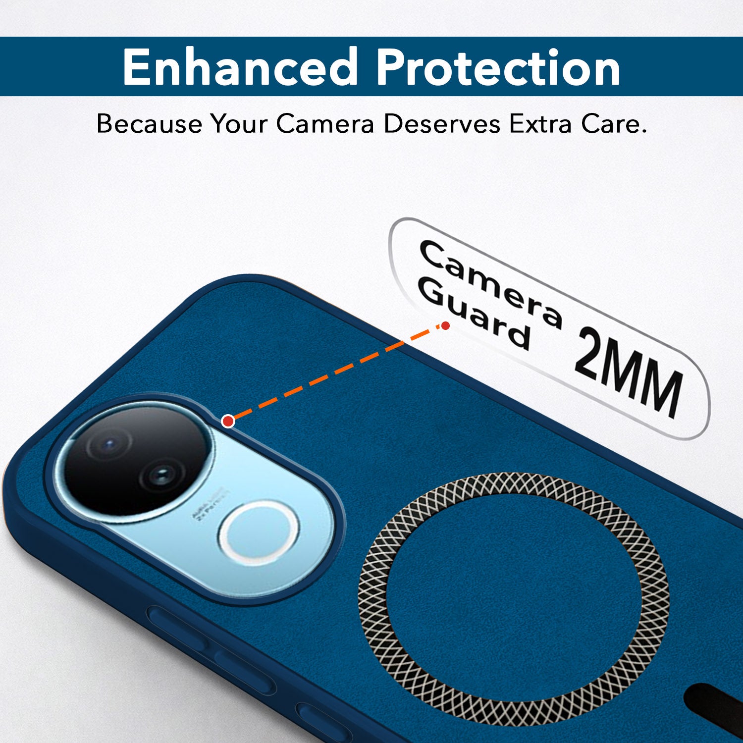 For Vivo iQOO Z10R Back Cover Case Leather Finish (MagSafe Compatible Wireless Charging | Soft Touch | Camera Bump Protection)