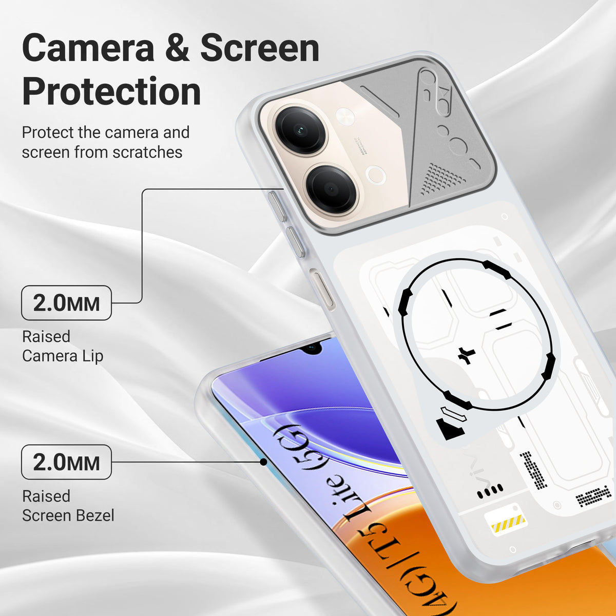 For Vivo Y05 4G | Vivo T5 Lite 5G Metallic Back Cover Case (Metallic Camera Protection & Buttons | Translucent Milky Shade | Hard Polycarbonate)