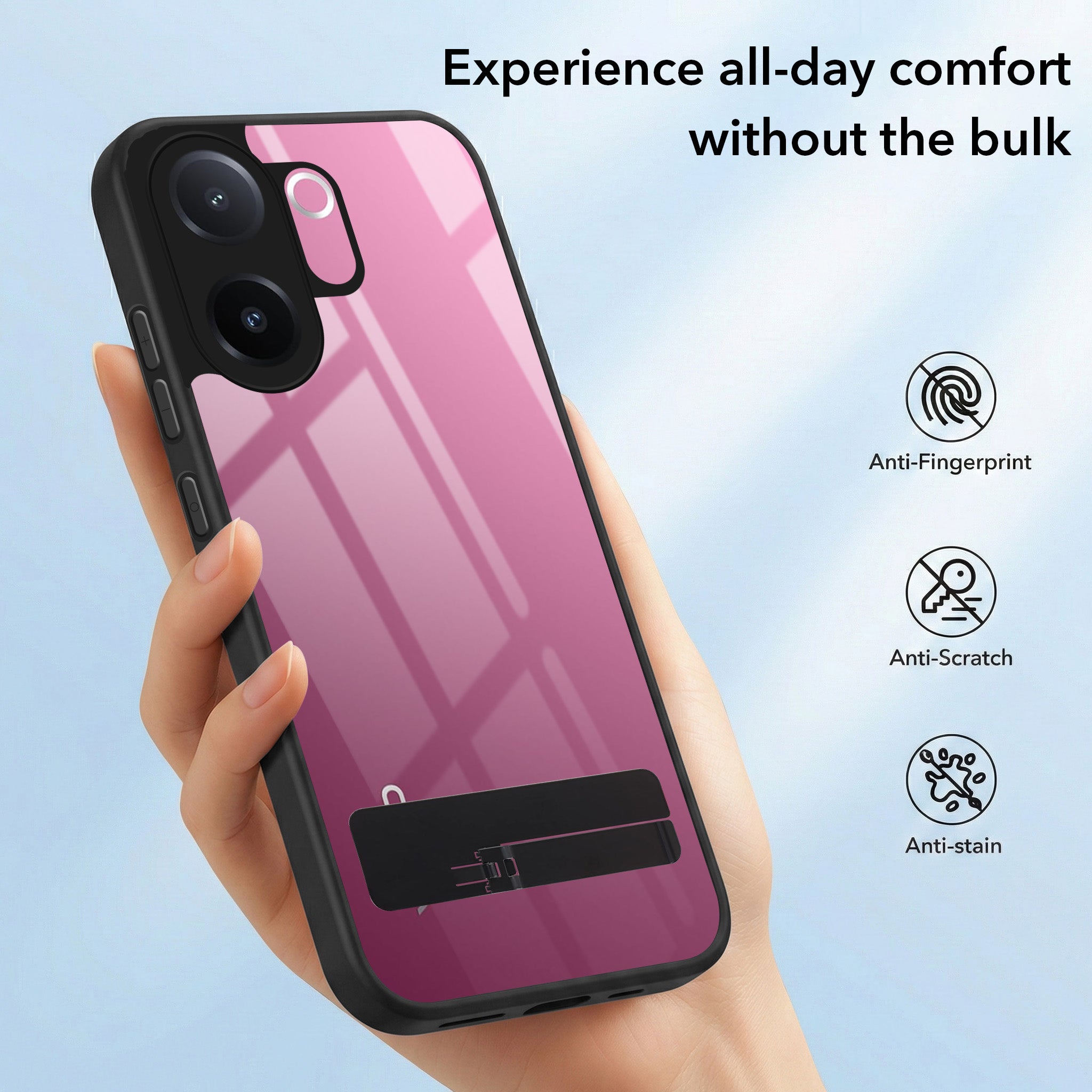 For Vivo V60e Back Cover Case (Built-in Stand | Lifetime Anti Yellow | Kickstand Shockproof | Camera Protection | MagSafe Compatible)