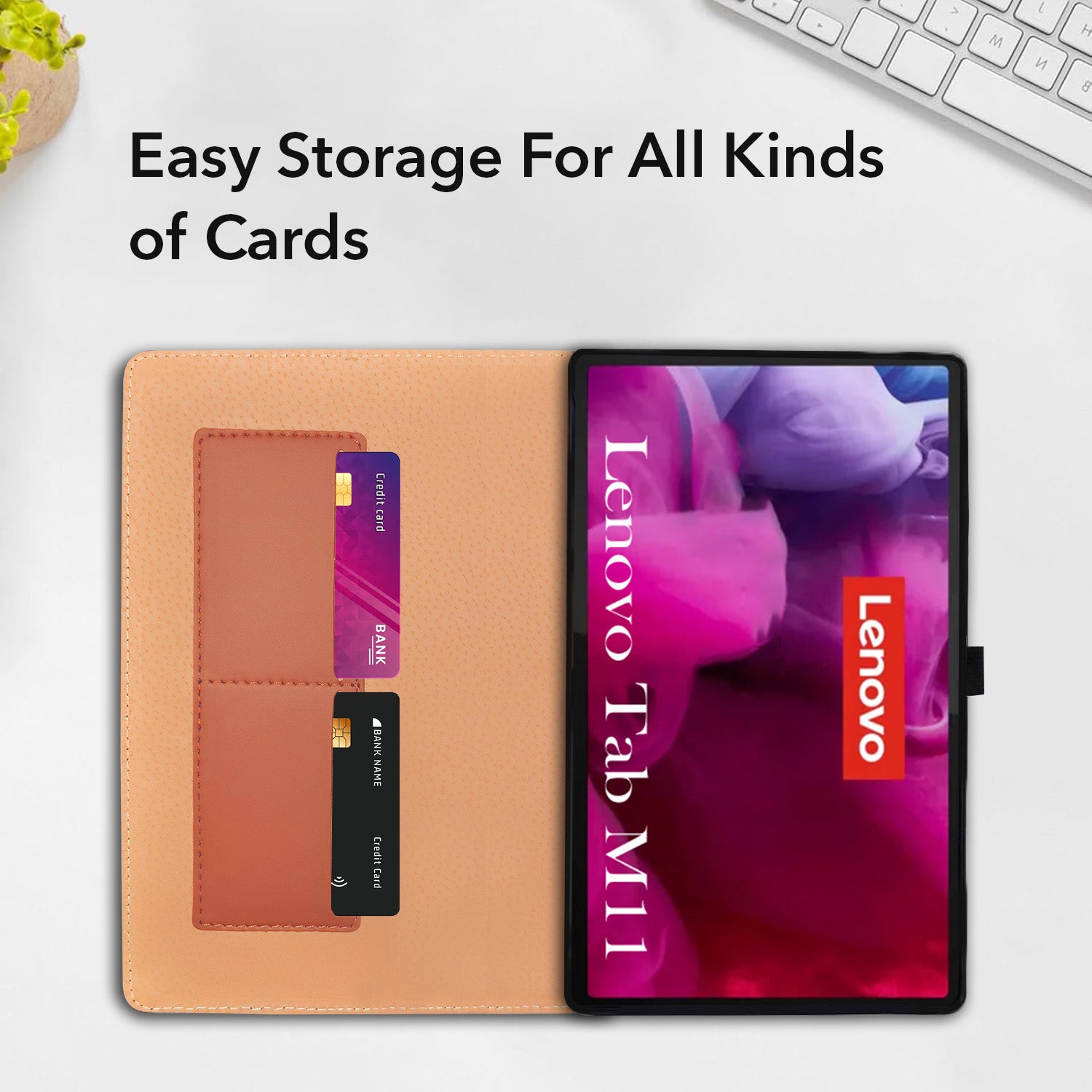 For Lenovo Tab M11 11 Inch TB330FU/TB330KU Flip Cover Folio Cover (PU Leather | Multi-Angle Smart Stand | Card Storage Slots | Silicone Back Pouch)