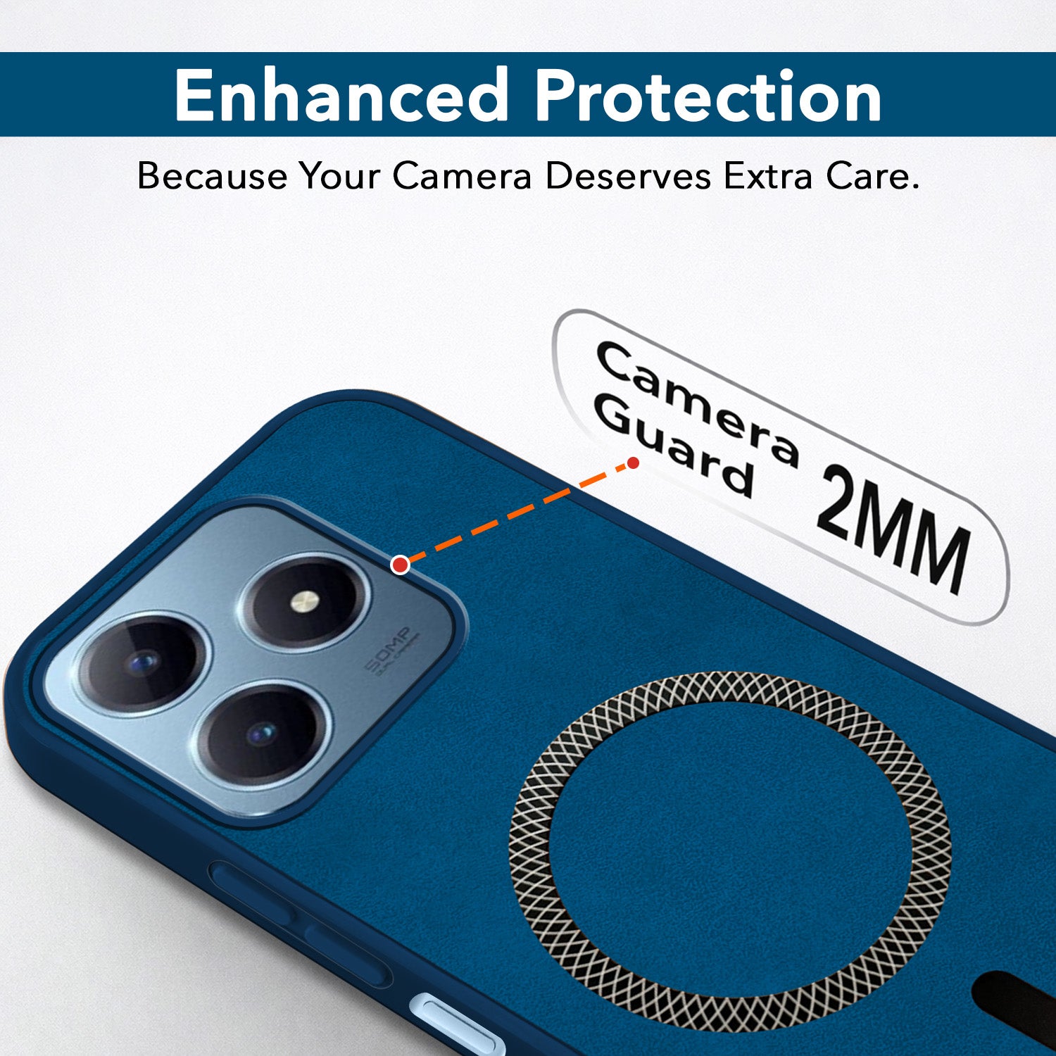 For Realme Narzo N63 Back Cover Case Leather Finish (MagSafe Compatible Wireless Charging | Soft Touch | Camera Bump Protection)