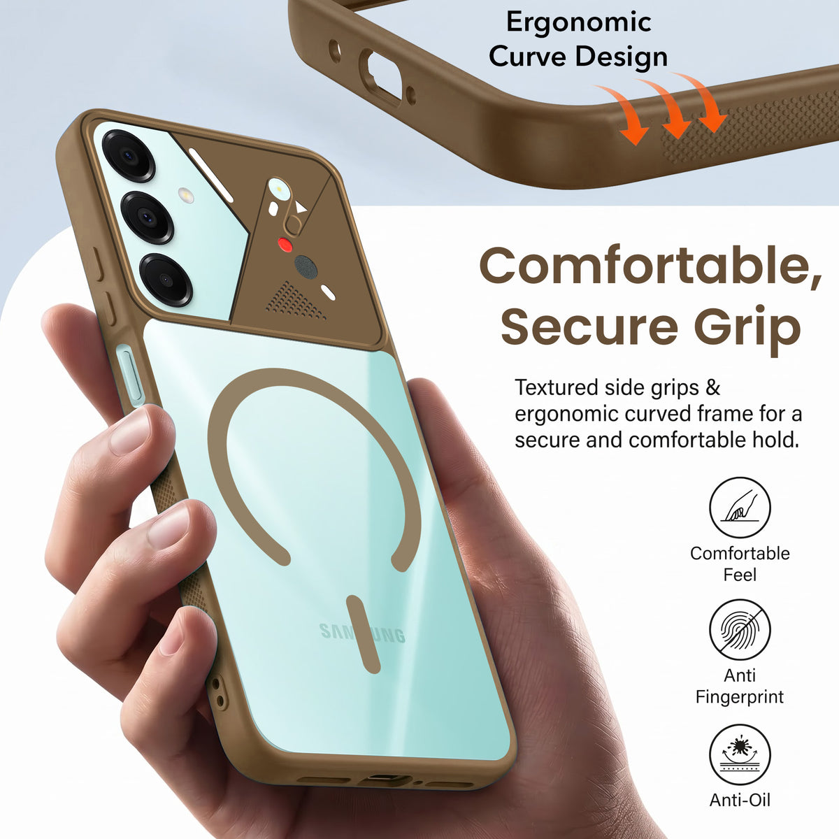 For Samsung Galaxy A16 5G Back Cover Case Lifetime Anti-Yellow Clear (Camera Protection | Side Grip | Wireless MagSafe Compatible)