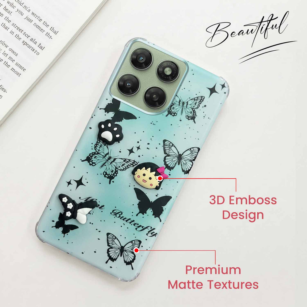 For Motorola Moto G77 Power Back Cover Case (3D Cute Cartoons | Hard Back Side Soft | Matte Premium Finish | HD Printing)